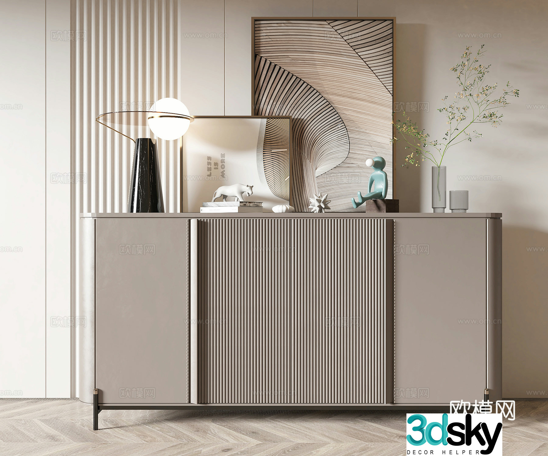 Modern side cabinet entrance cabinet 3D model