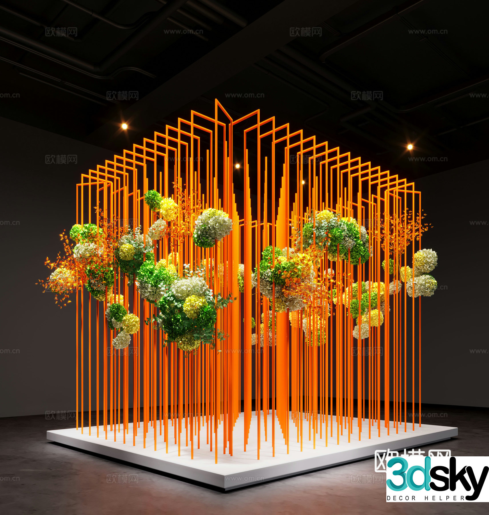 Modern art installation Interior landscape Plant installation 3d model