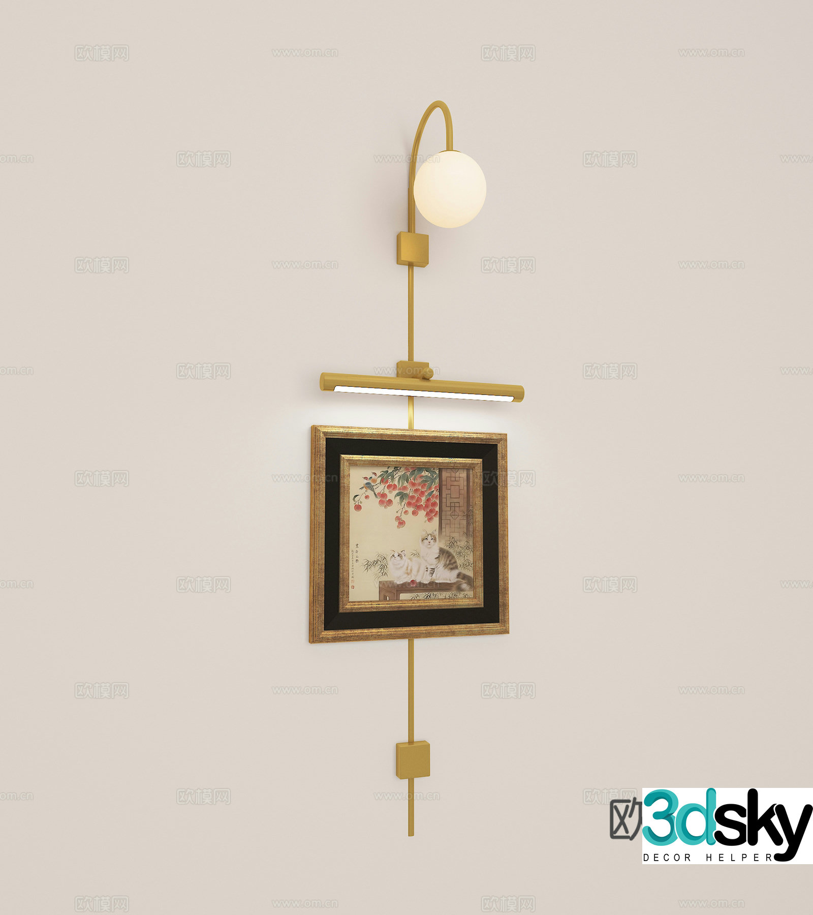 Modern light luxury wall lamp hanging painting 3D model