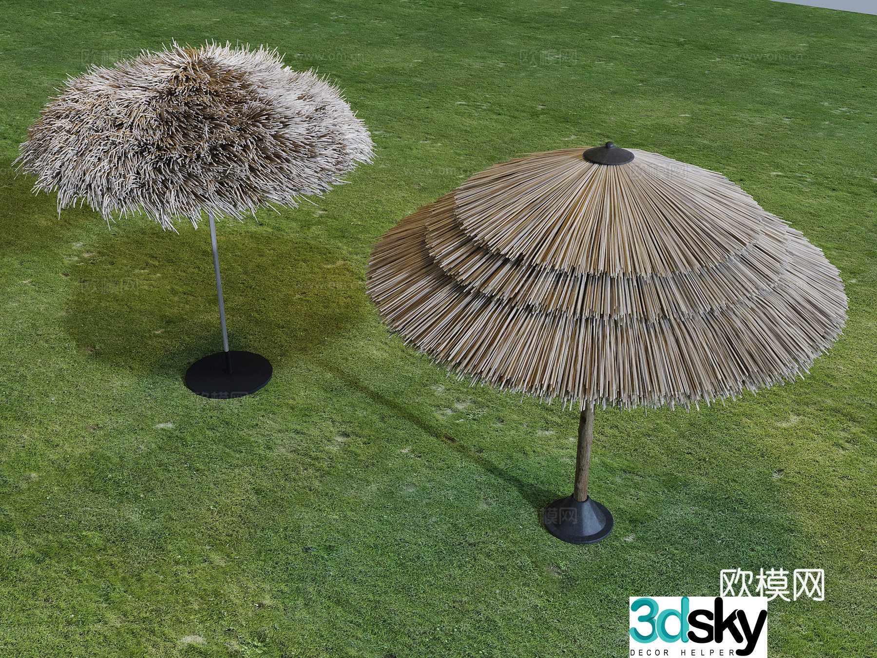 Thatched awning parasol 3d model
