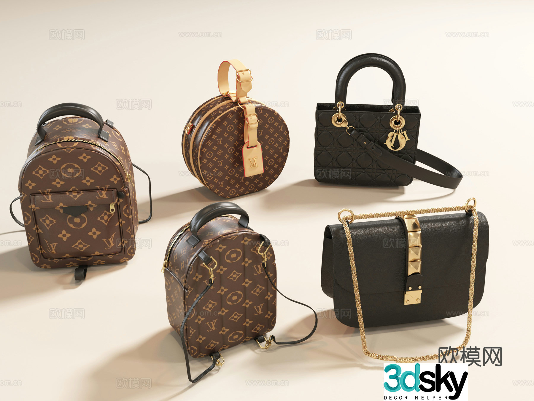 Bag Louis Vuitton women’s bag LV brown women’s bag light luxury women’s bag Tote old-fashioned hand 3D model