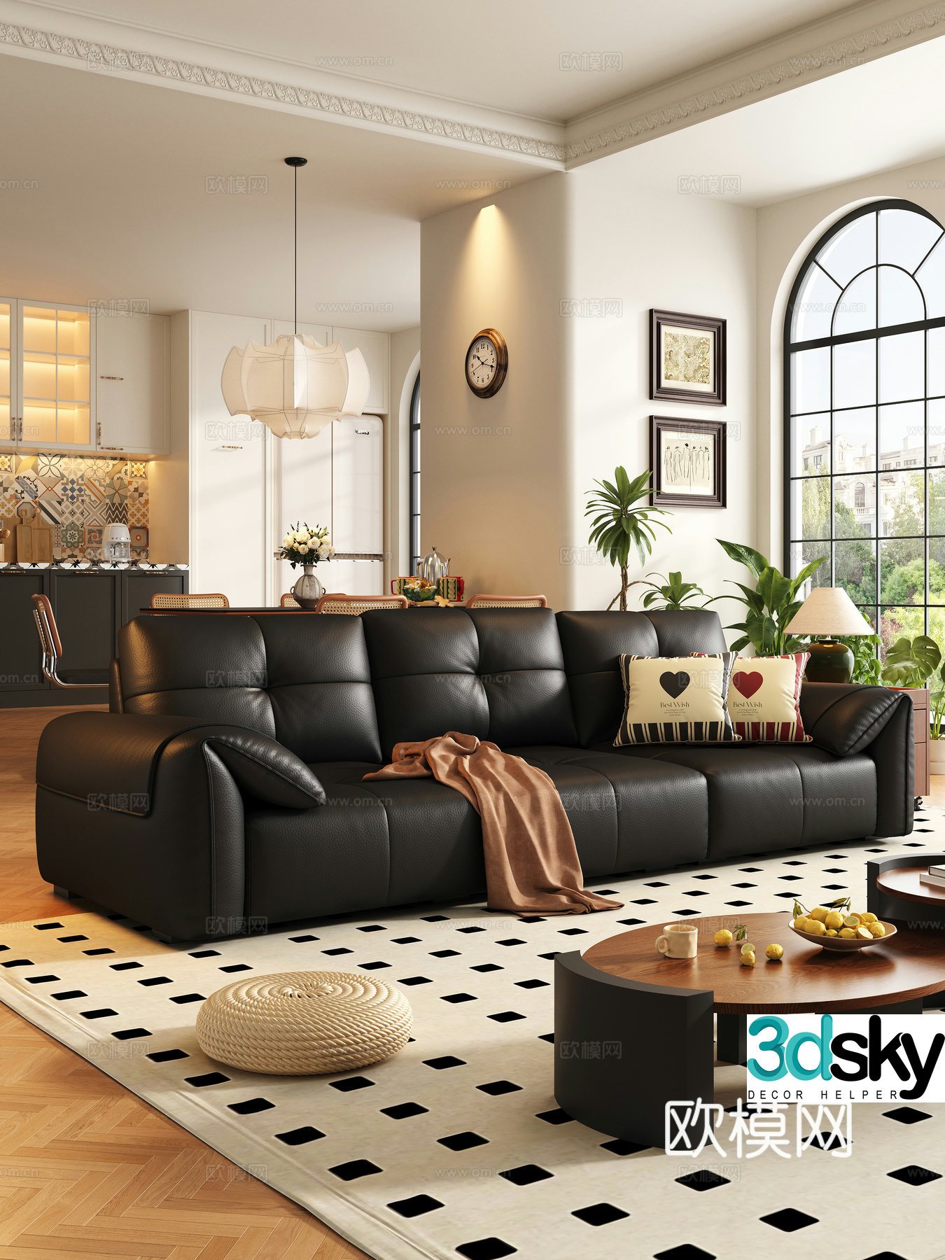 French medieval style living room 3d model