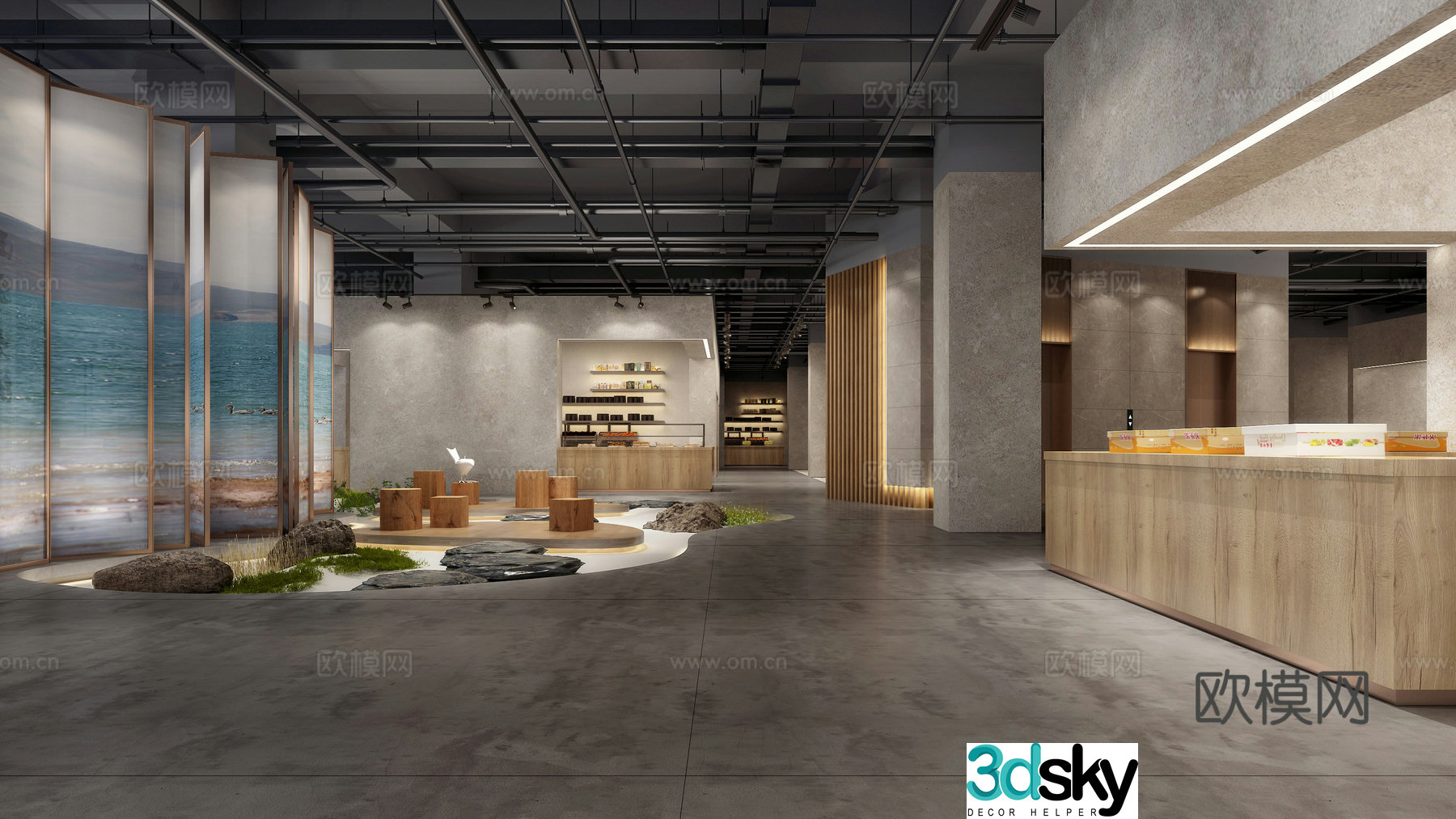 New Chinese style commercial hall 3D model
