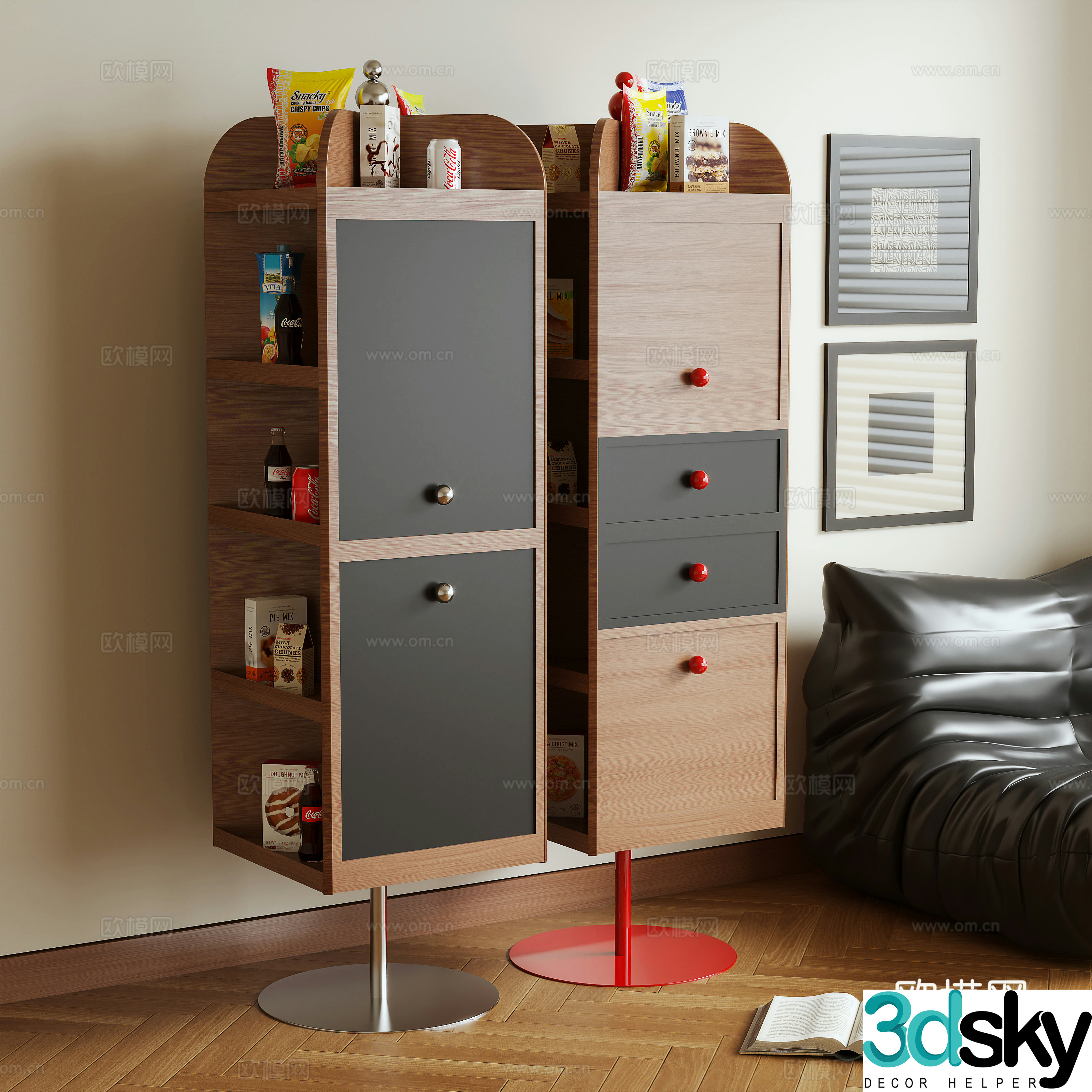 Middle style storage cabinet high cabinet rotating cabinet 3d model