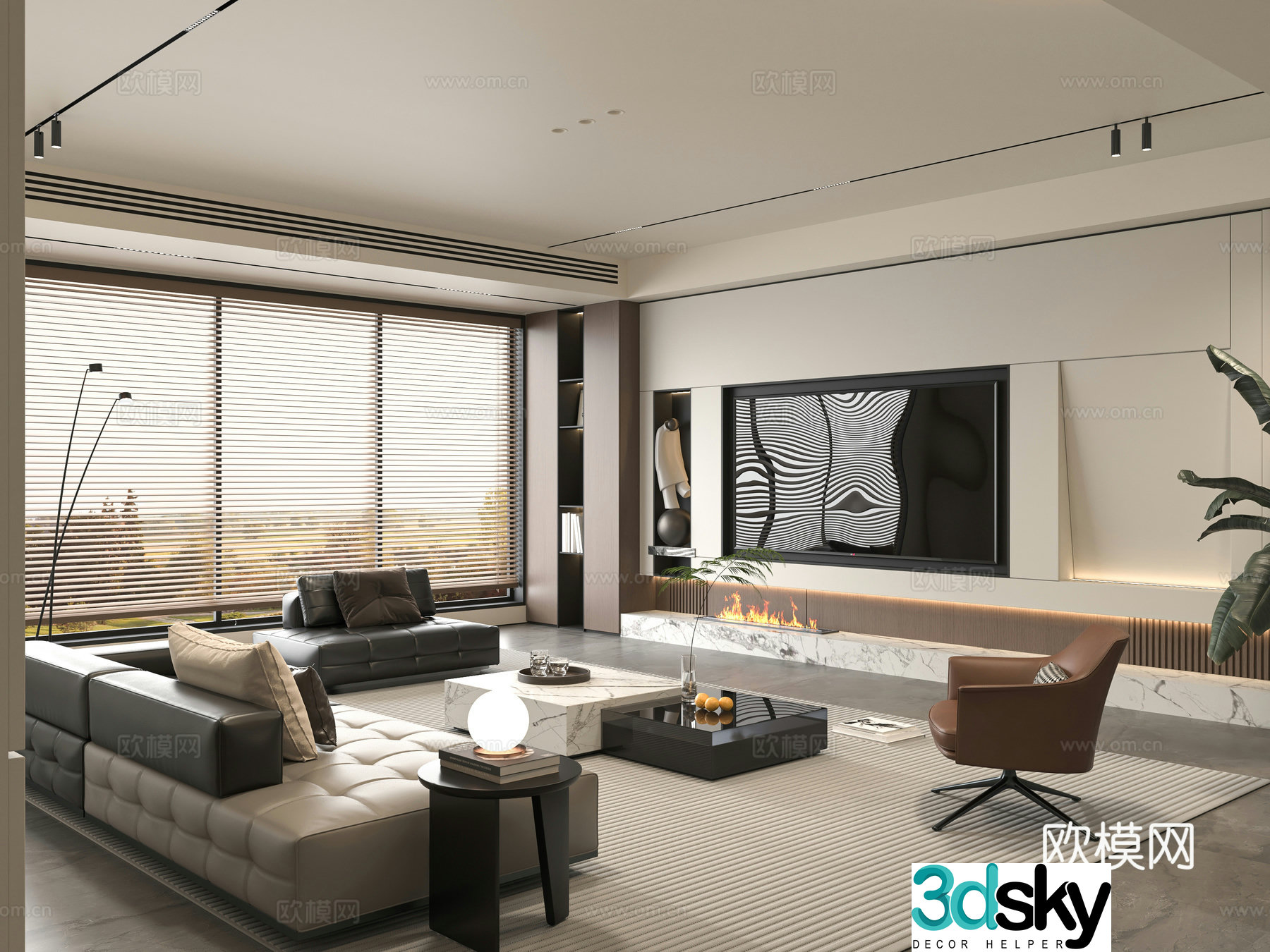 Minotti modern Italian living room 3d model