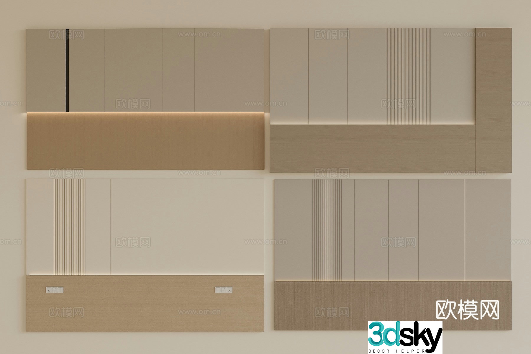 Modern bedside background wall Bedroom background wall 3d model