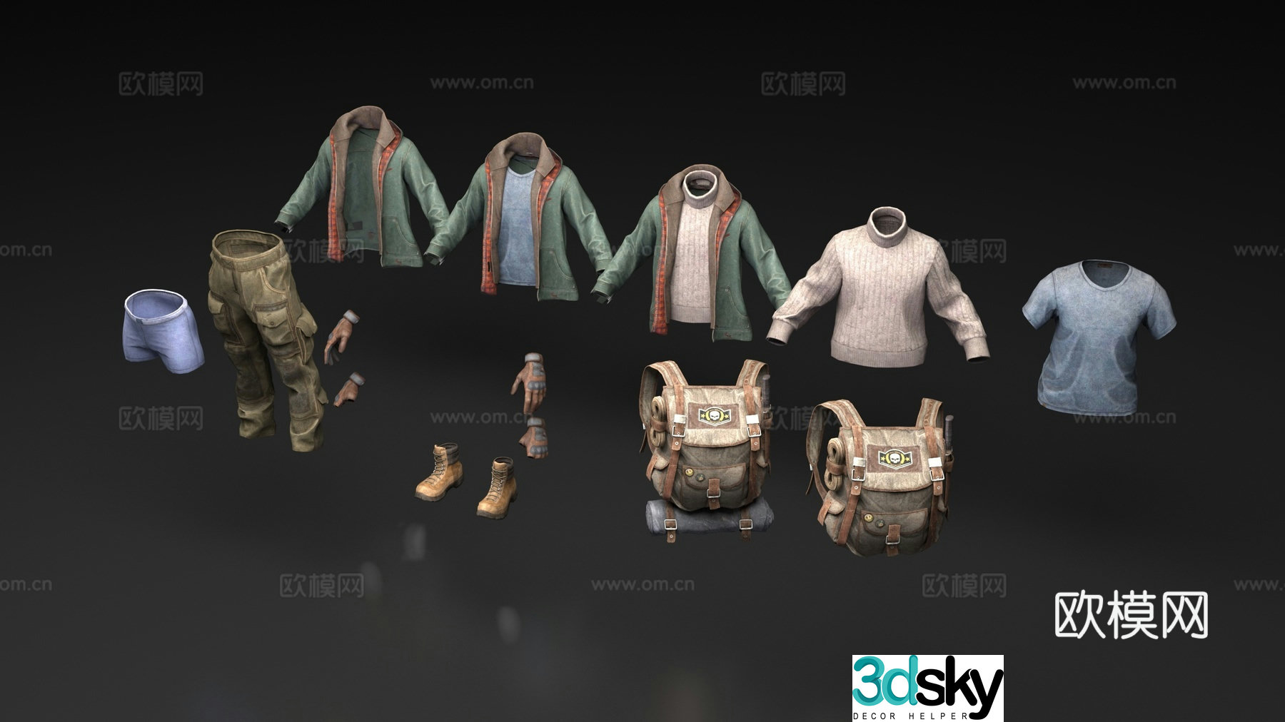 Winter clothing equipment 3d model