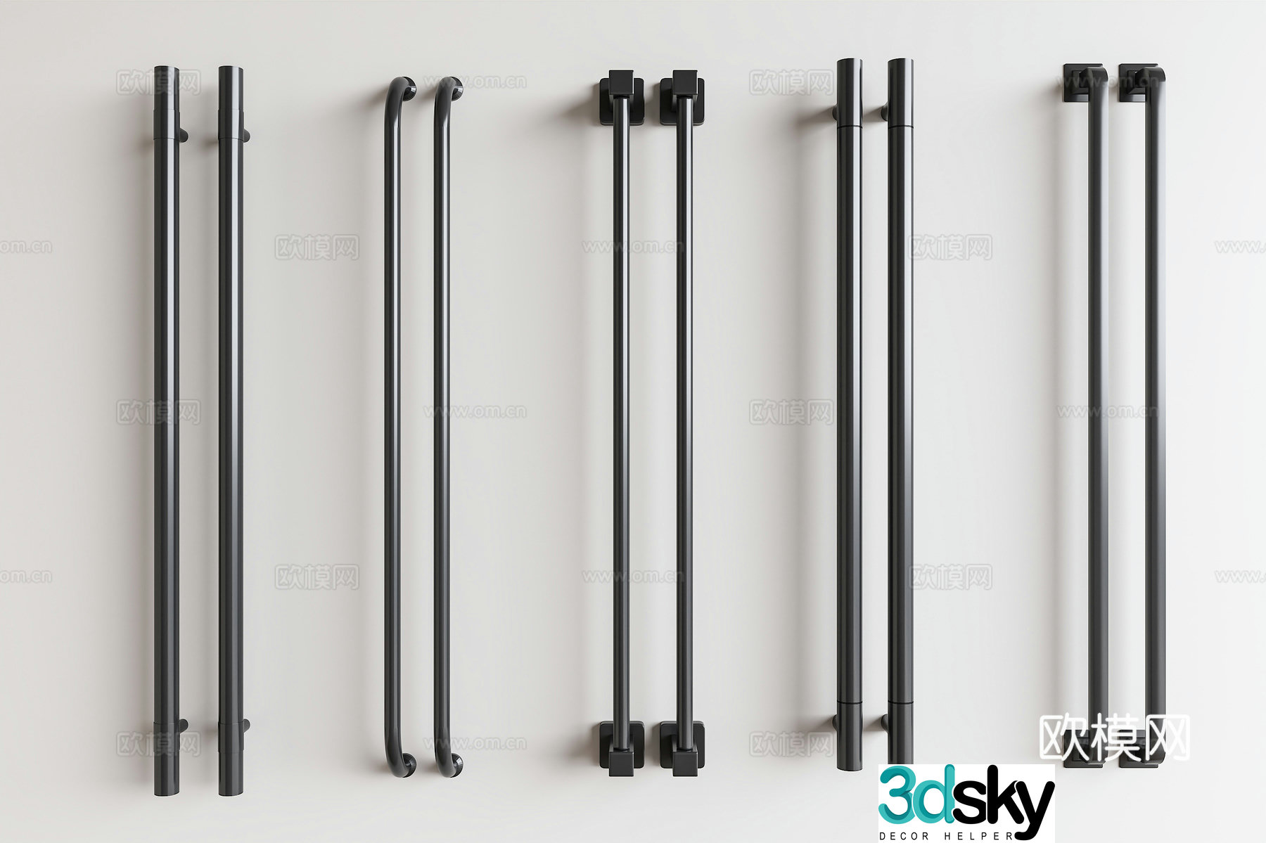 Modern minimalist handle door handle door handle glass door handle cabinet door handle 3d model