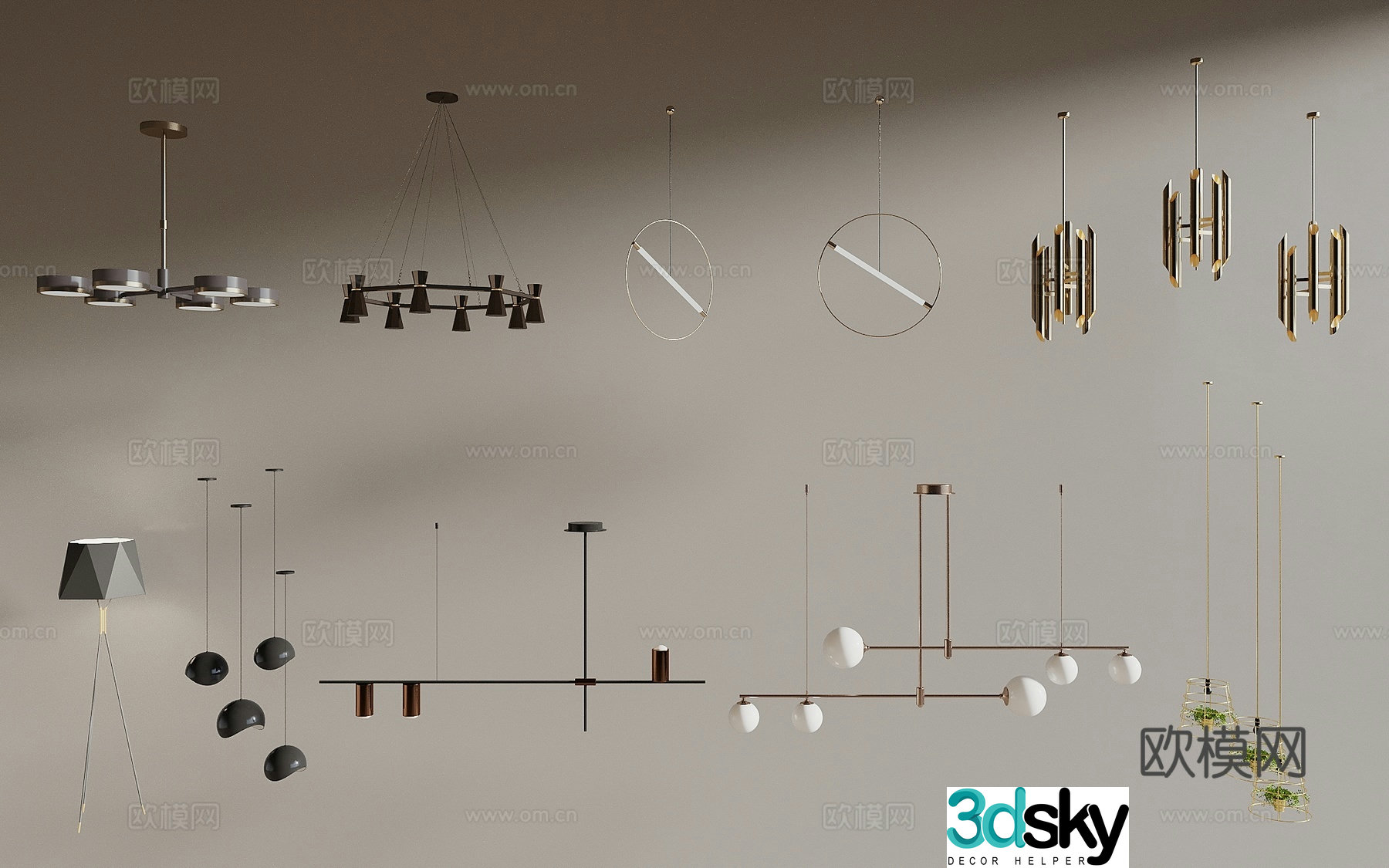 Modern minimalist restaurant chandeliers bar chandeliers art chandeliers chandeliers combination 3D model