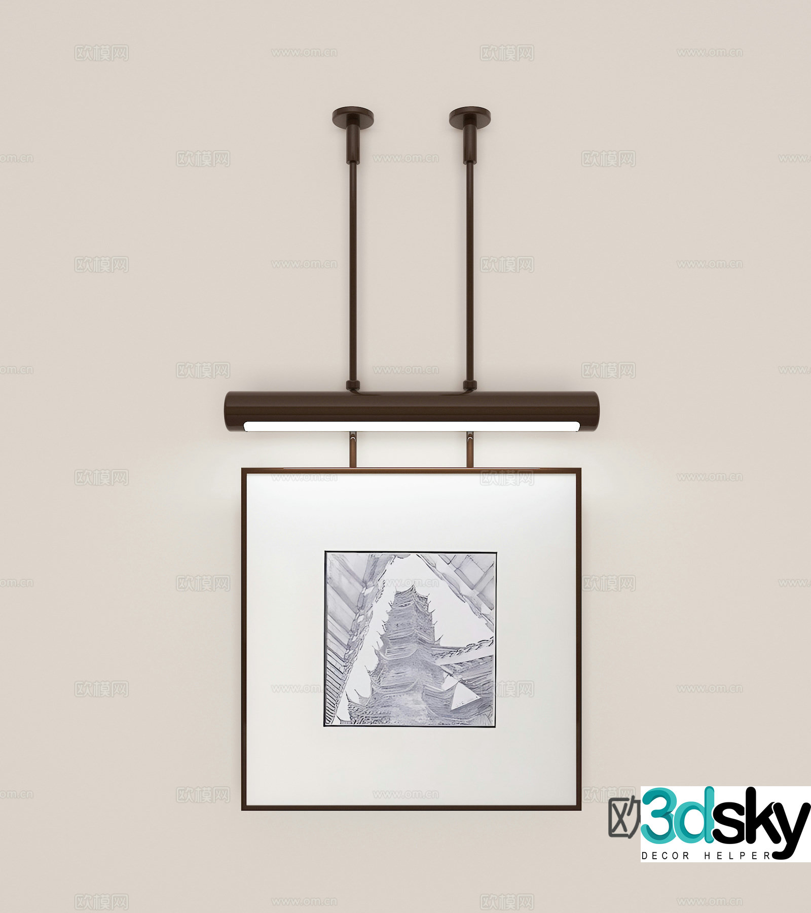 Modern retro wall lamp hanging painting 3d model