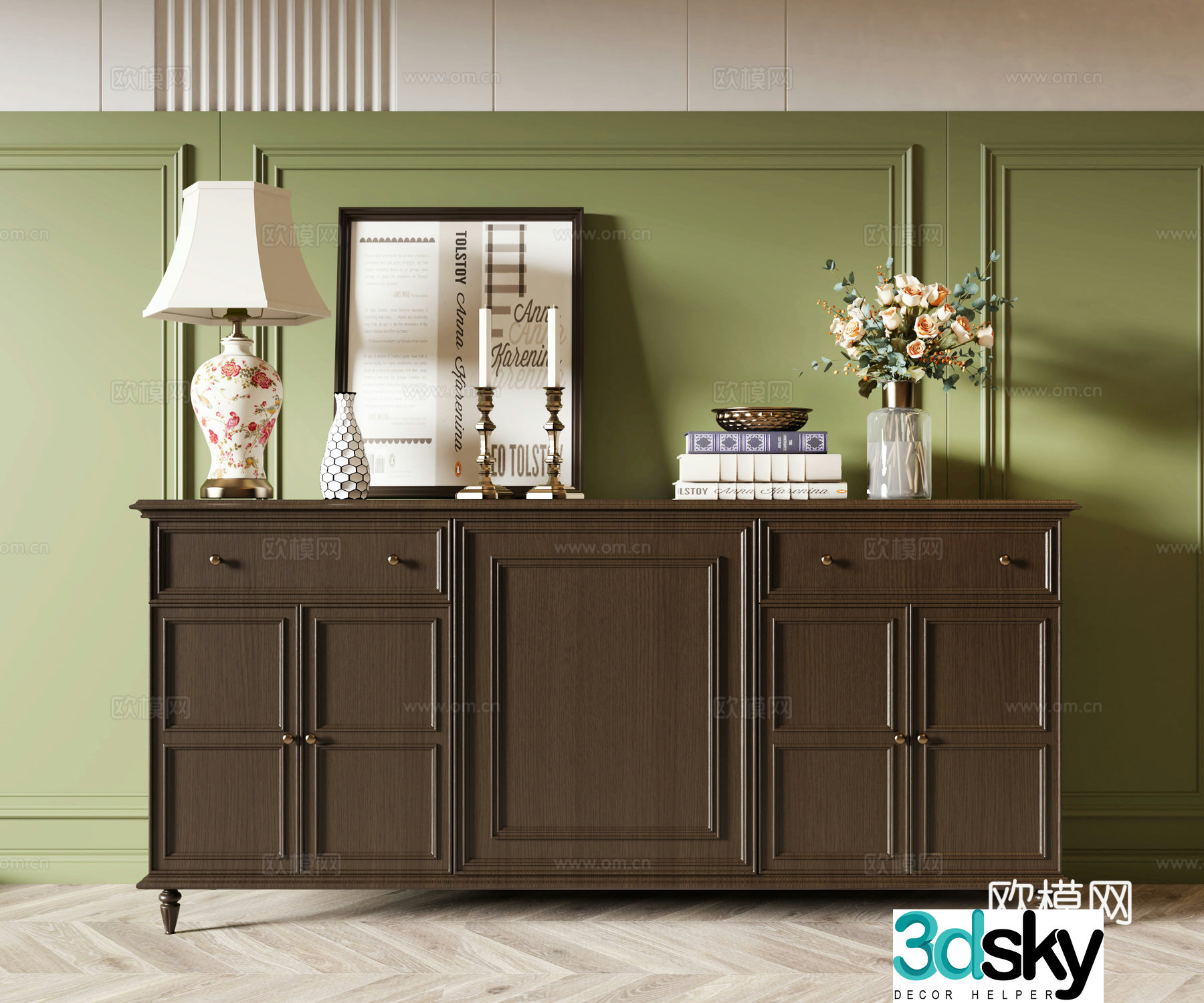 American side cabinet entrance cabinet 3D model