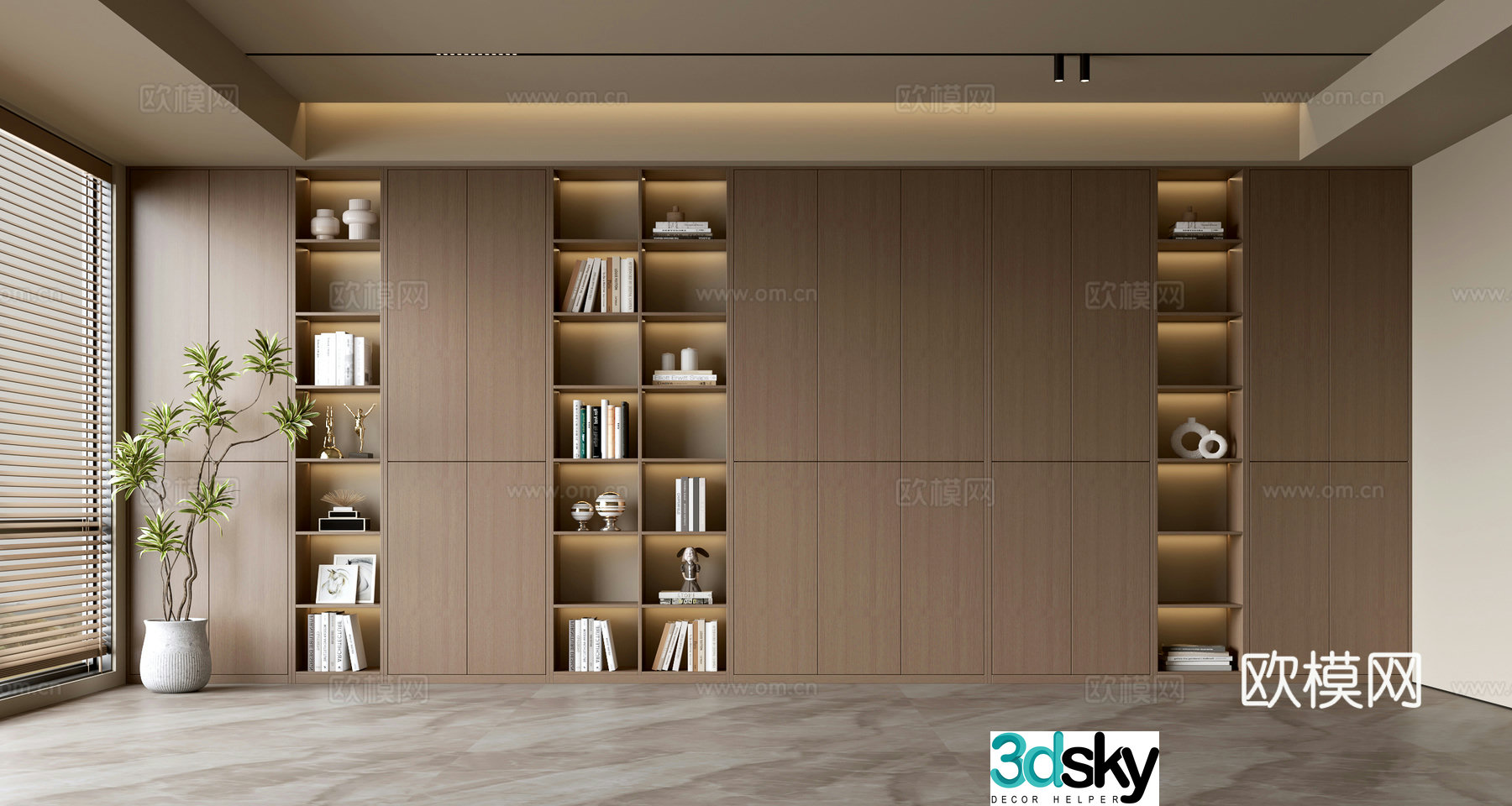 Modern background wall bookcase Living room bookcase Living room background wall Bookcase background wall 3d model