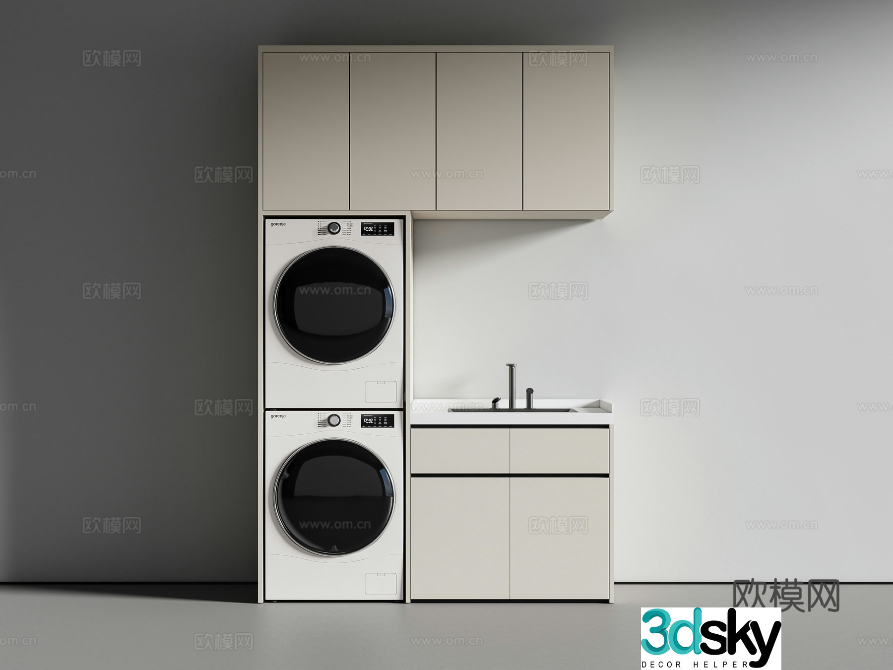 Modern washing machine cabinet balcony cabinet 3d model