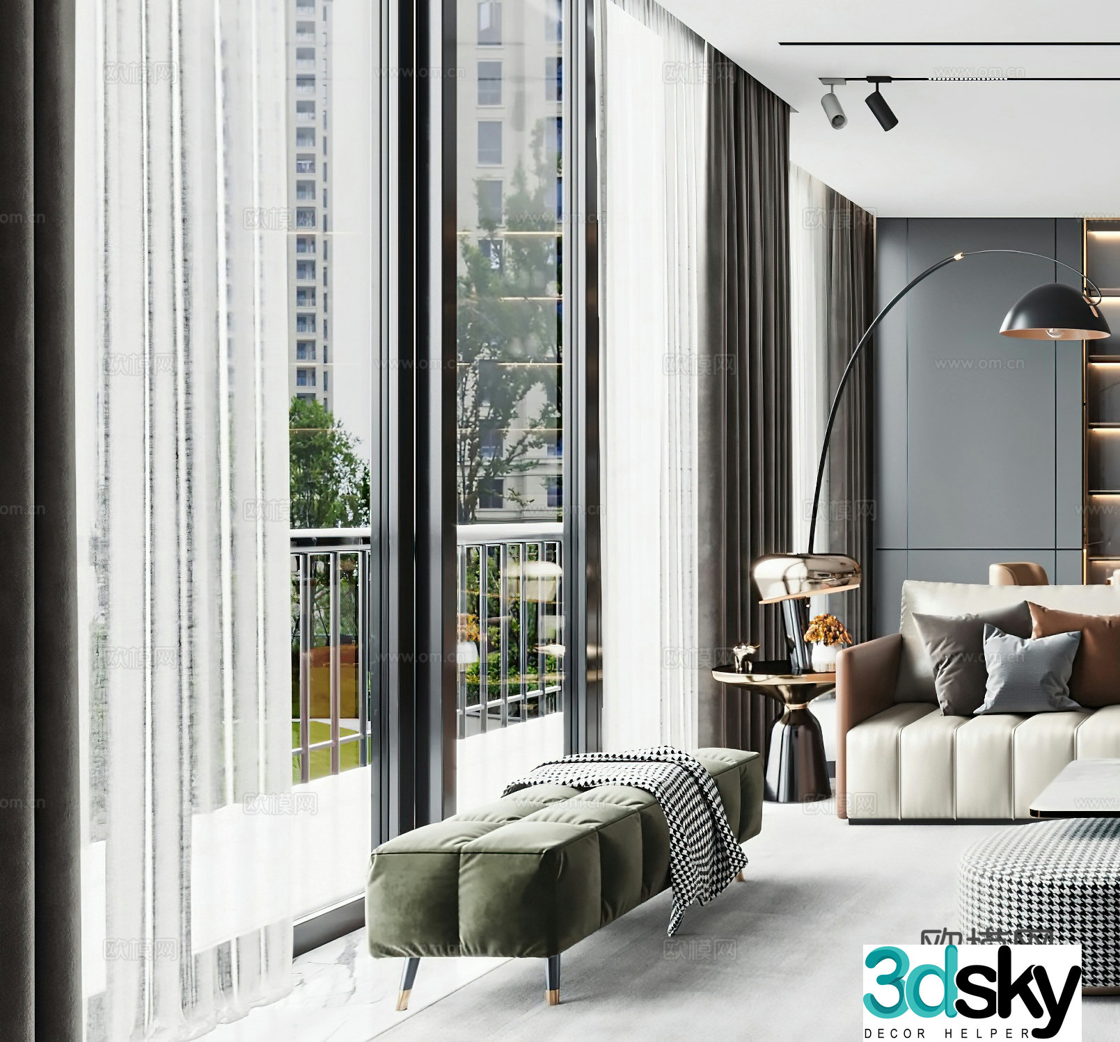 Modern stools light luxury Italian stools modern leisure chairs Italian leisure chairs floor lamps 3d model