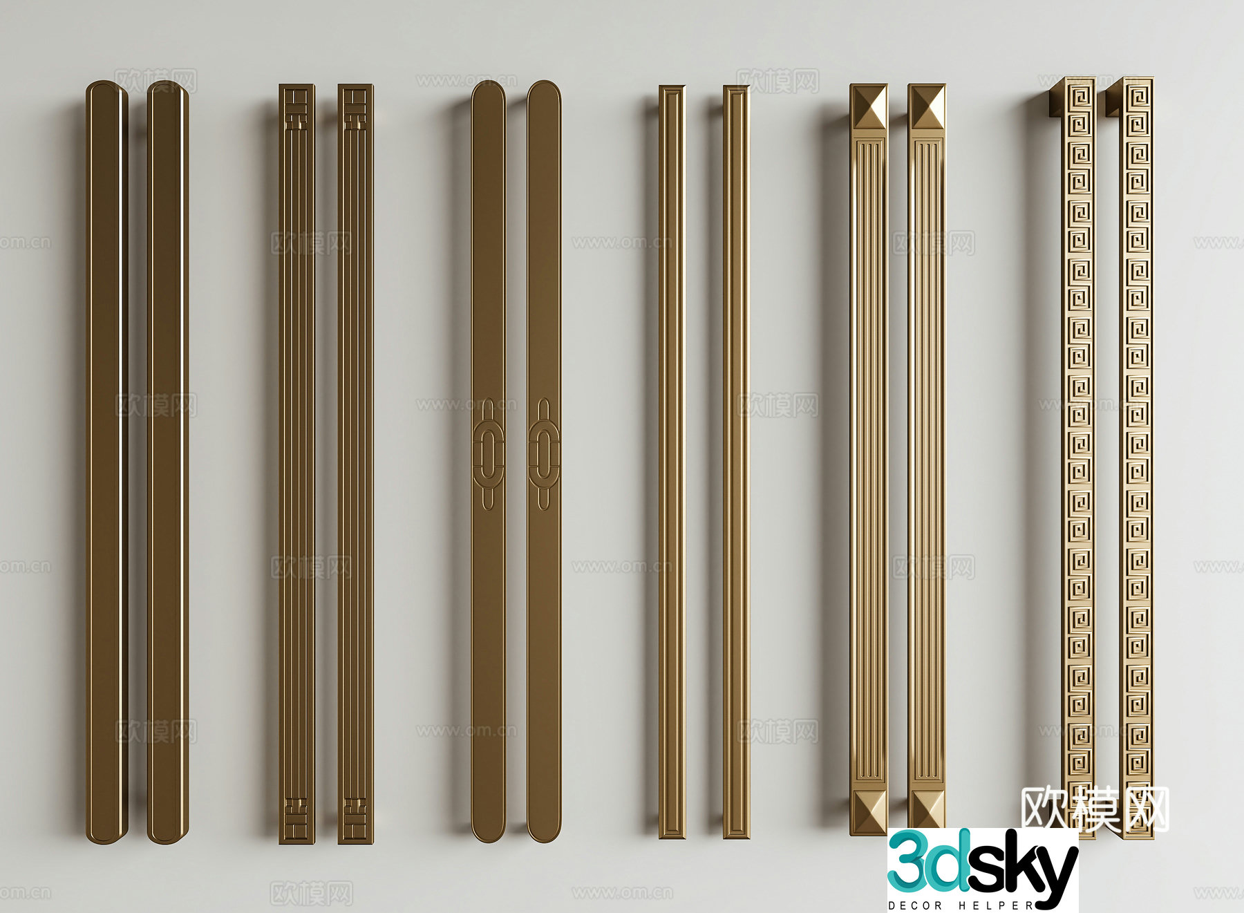 New Chinese style Chinese handle cabinet door handle metal handle glass door handle door handle 3D model