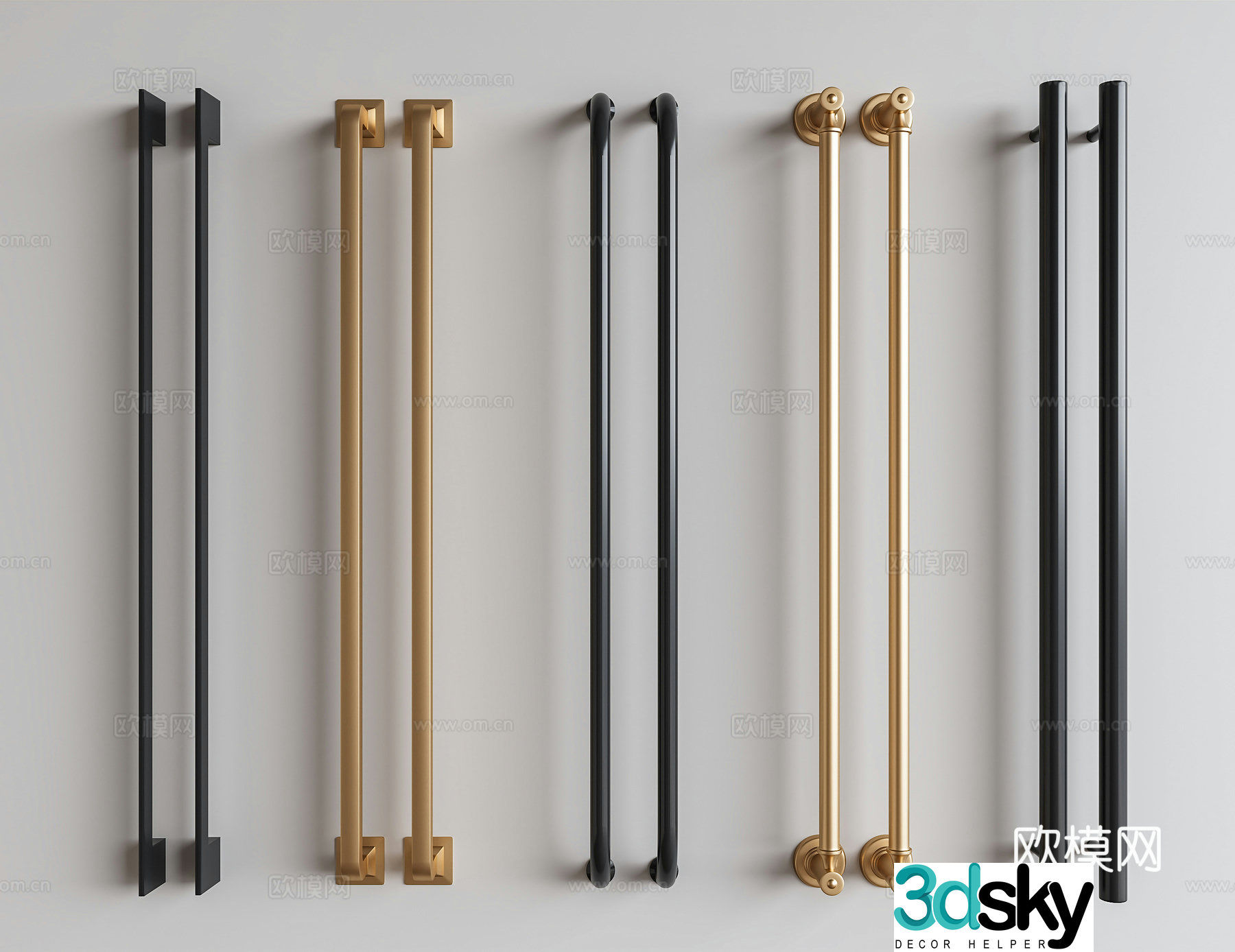 Modern door handle Glass door handle Door handle Cabinet door handle Metal handle 3D model