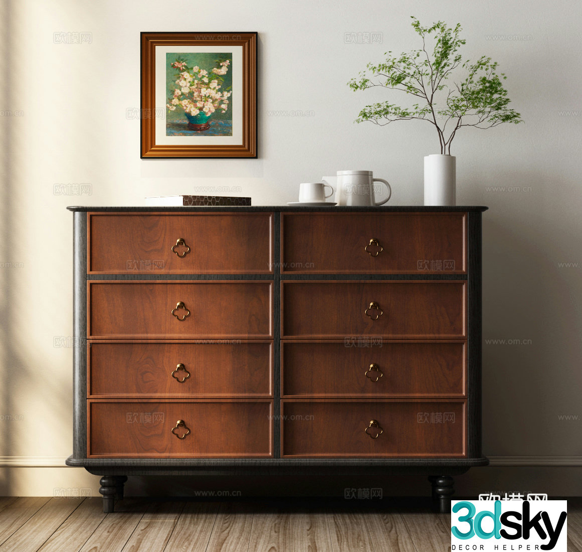 American chest of drawers American decorative cabinet American side cabinet American end view cabinet 3D model