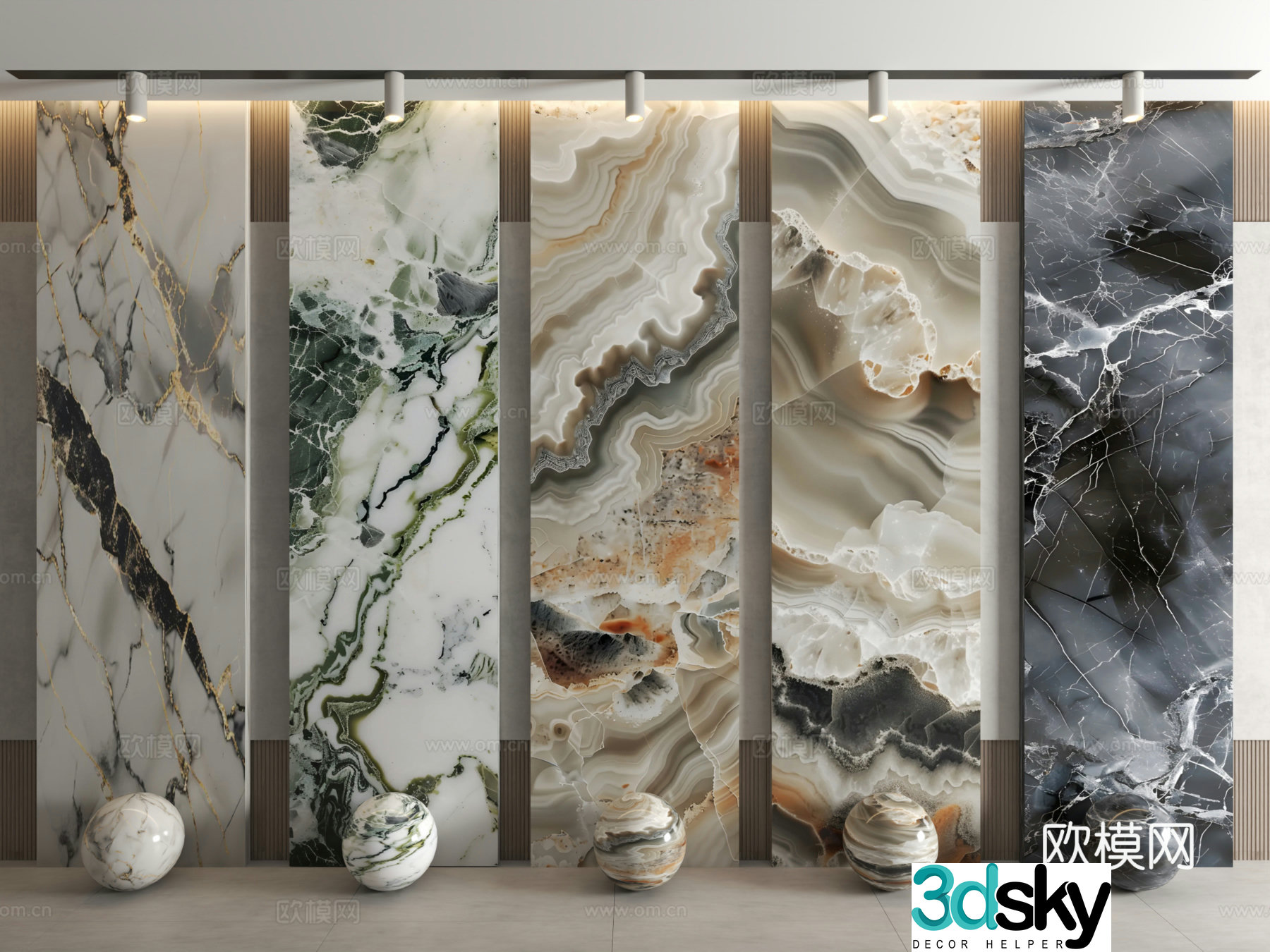 Modern stone marble stone slab cultural stone veneer 3d model