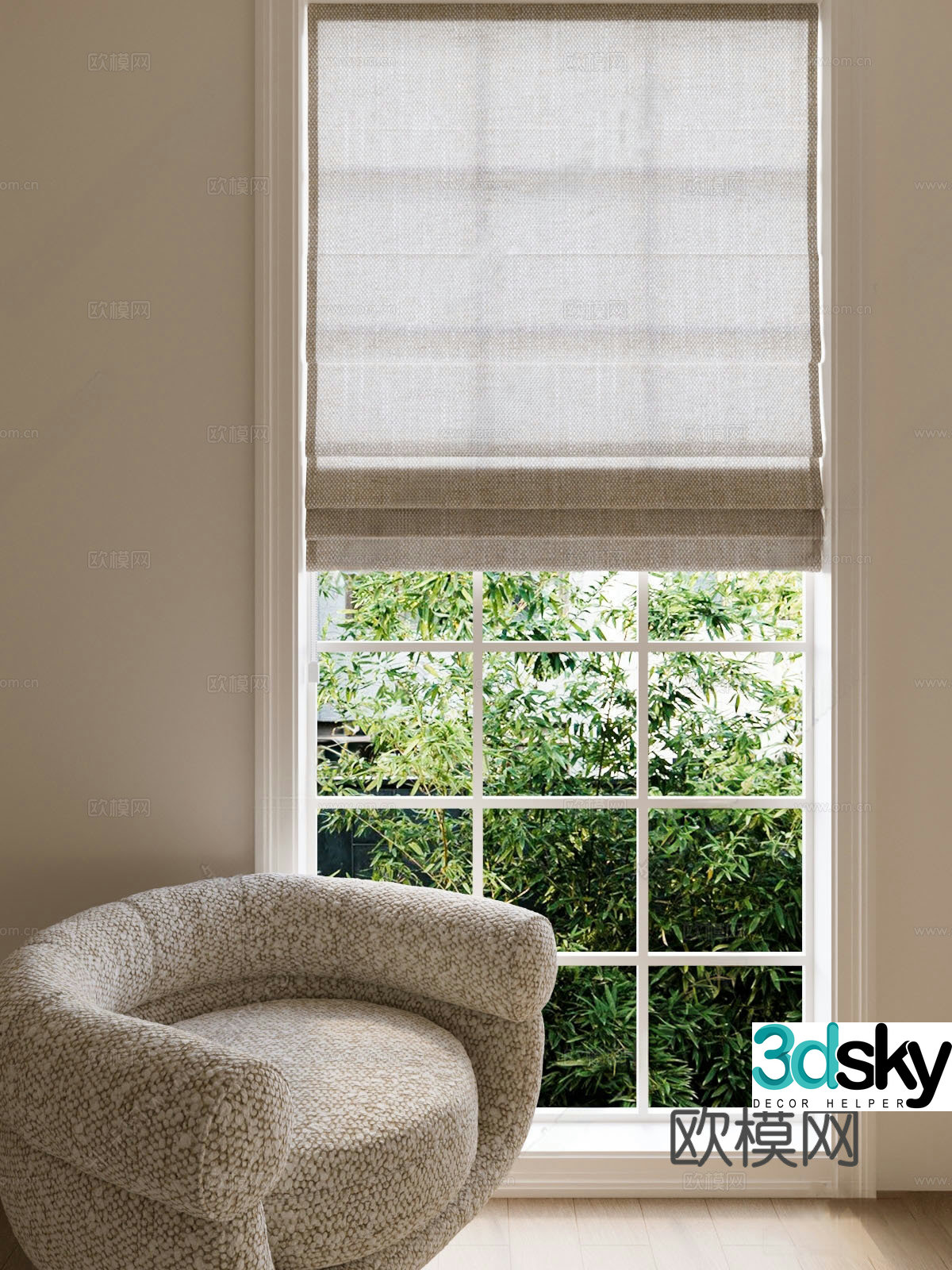 Modern curtains Modern roller blinds Linen rolling curtain Roman curtain 3d model