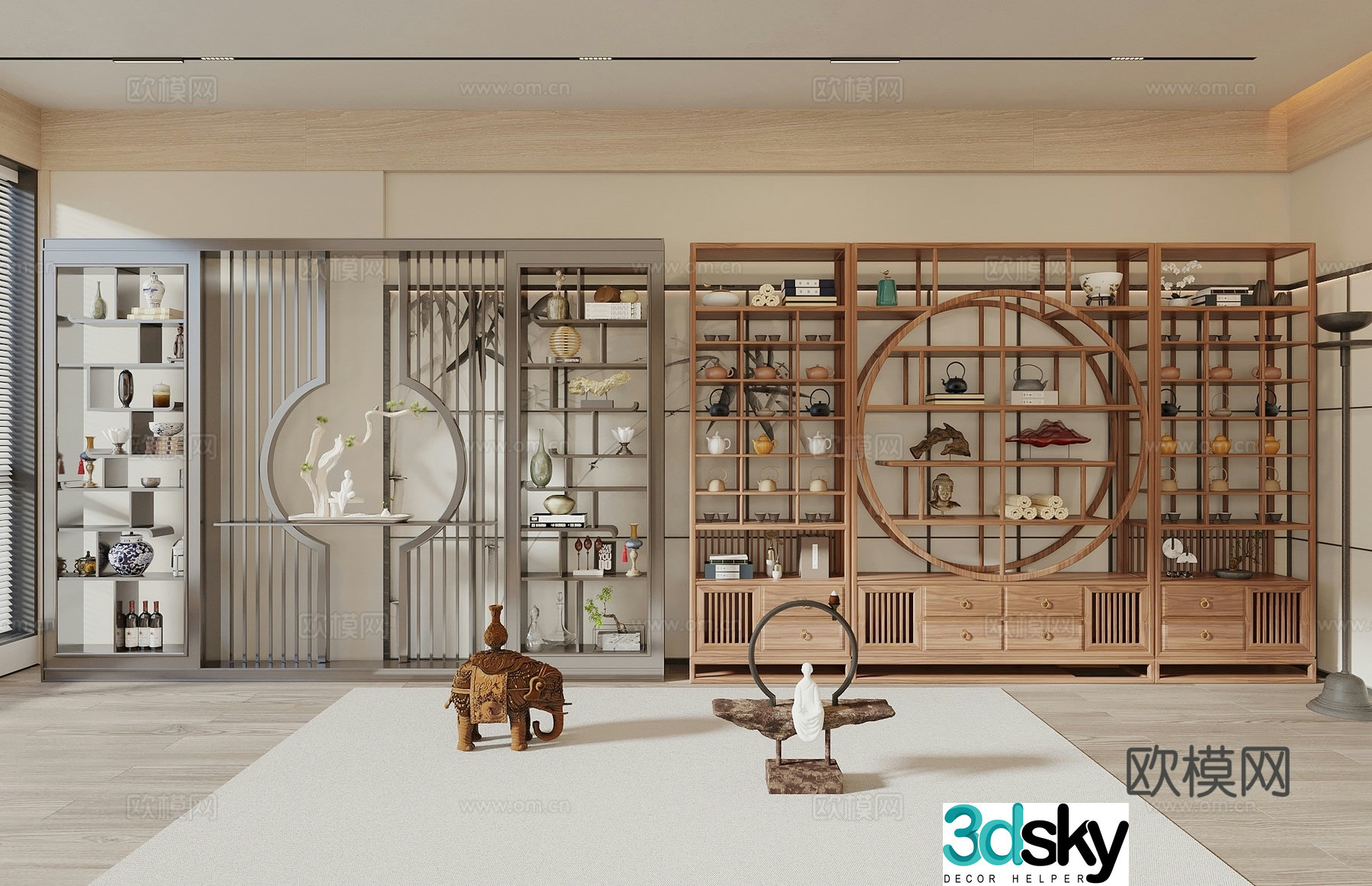 Song style new stroke ancient shelf store shelf display cabinet decoration ornament tea cabinet 3d model
