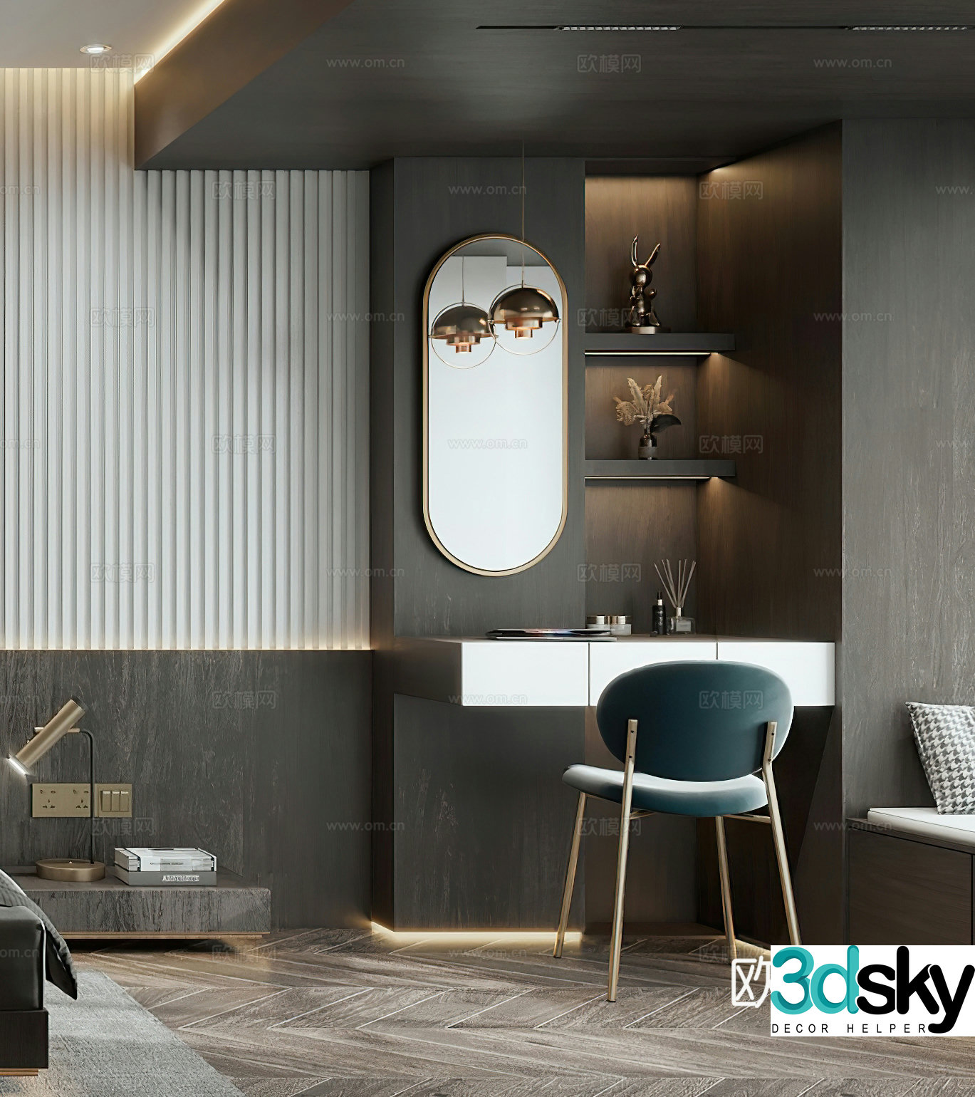 Modern dressing table Cloakroom Italian dressing table Dressing table Dressing room Modern bedroom Book 3d model