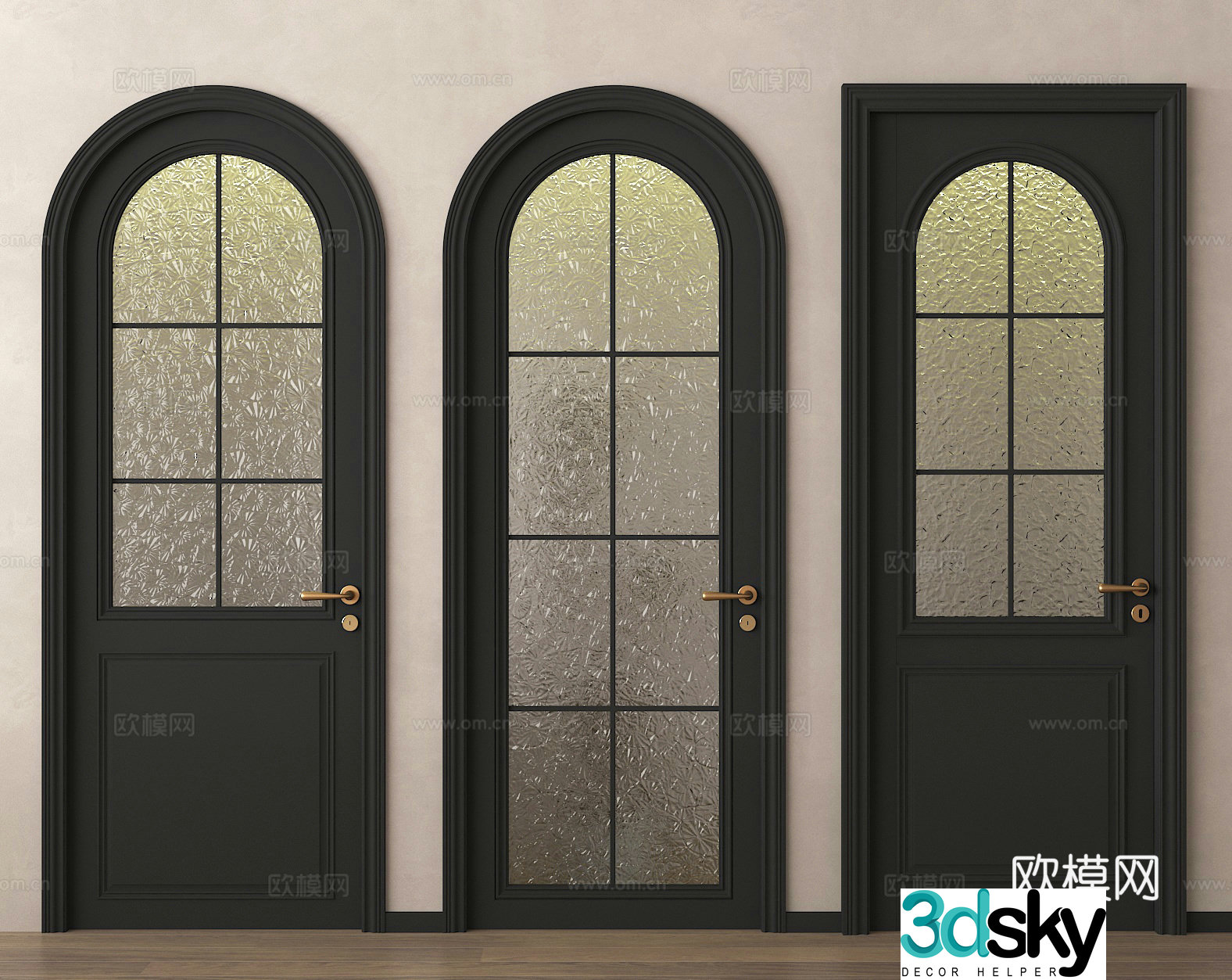 Single-open door Arched door Glass door Kitchen and bathroom door 3D model