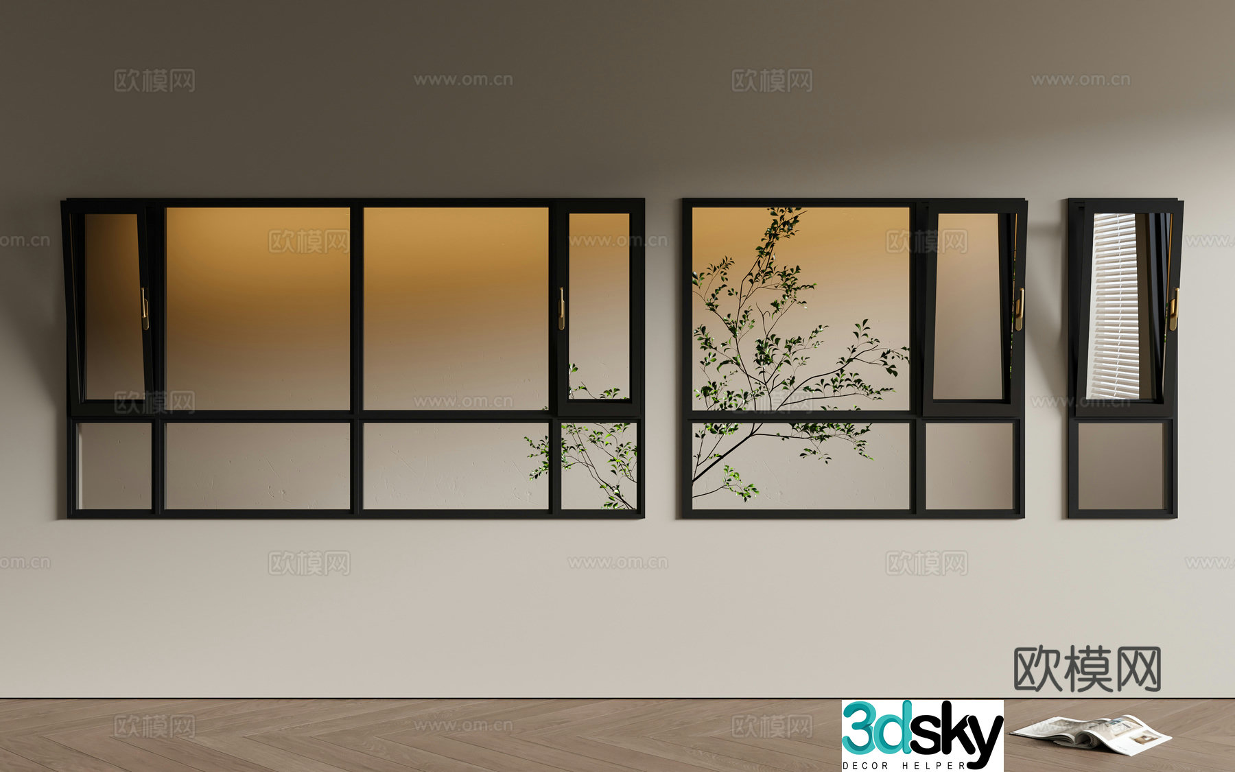 Modern window casement window aluminum alloy window 3d model