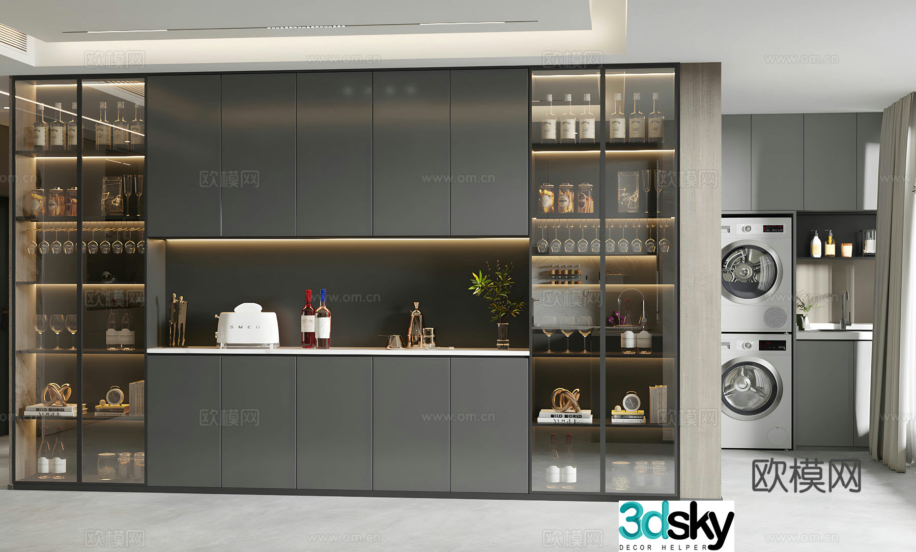 Modern sideboard light luxury Italian sideboard wine sideboard finished sideboard glass sideboard 3D model