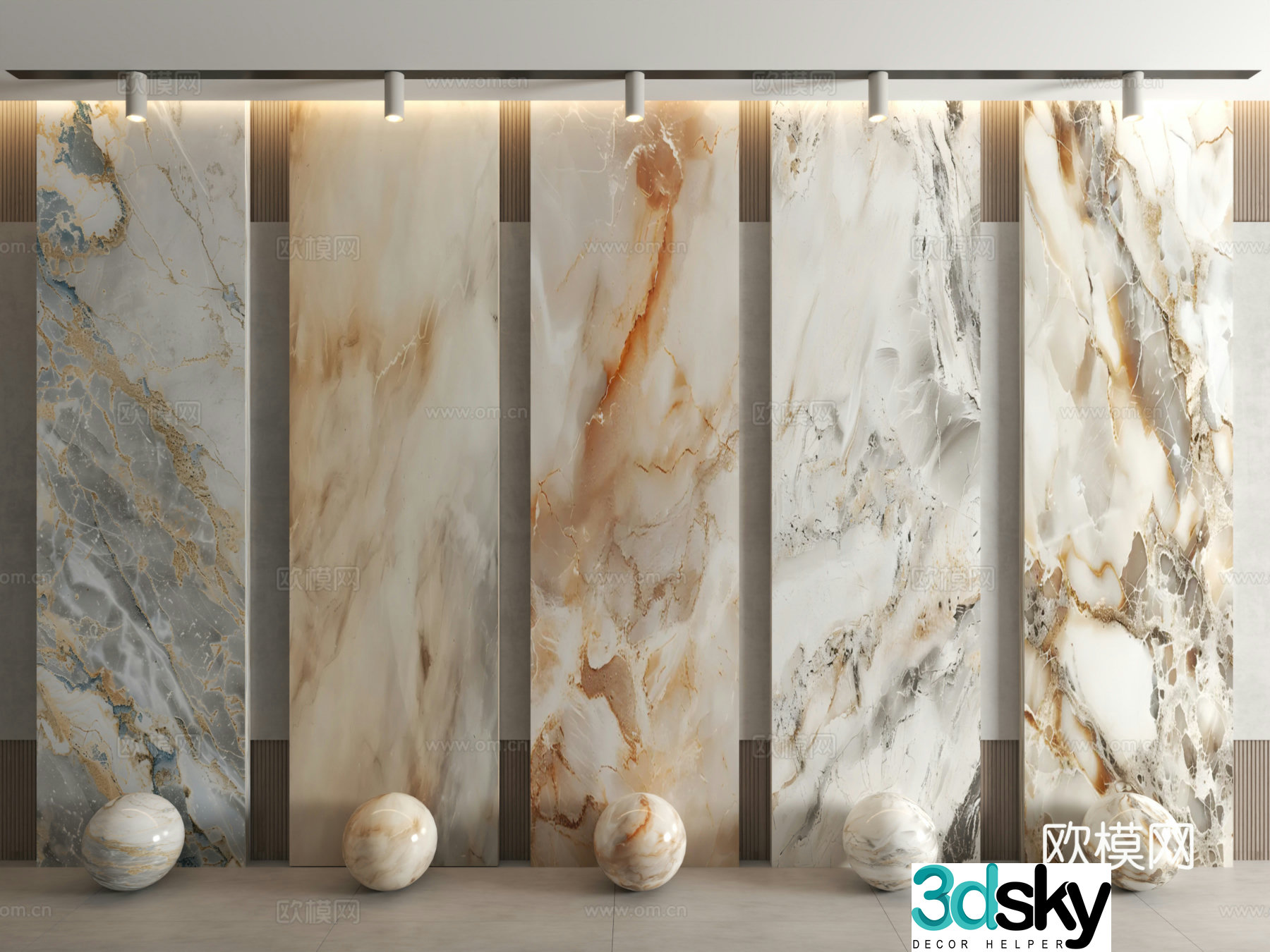 Modern stone marble stone slab cultural stone veneer 3d model