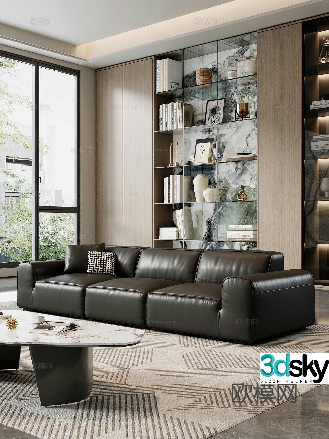 Modern sofa Modern big black cow sofa Office sofa Sofa coffee table combination Multi-person sofa 3D model