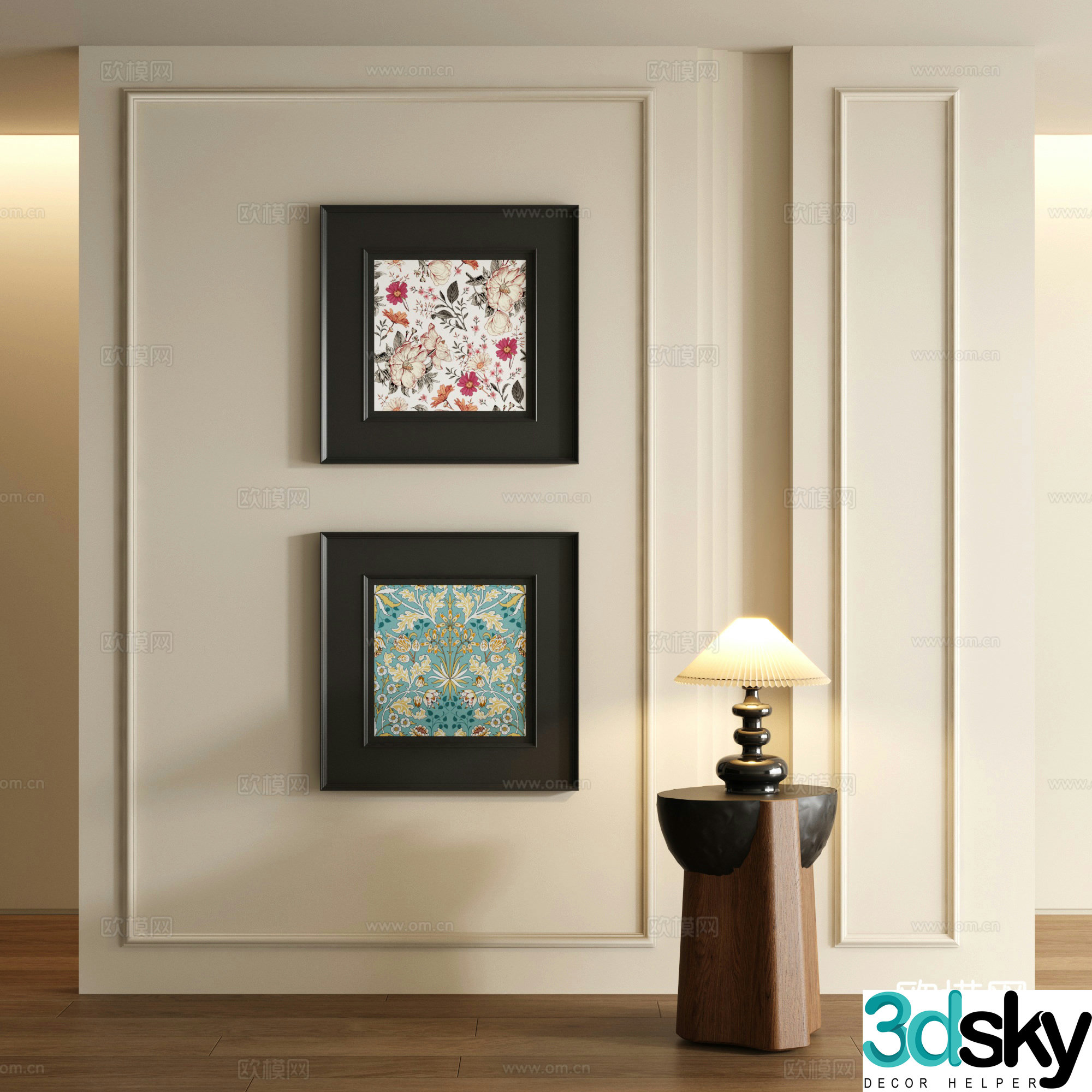 3D model of medieval style decorative painting