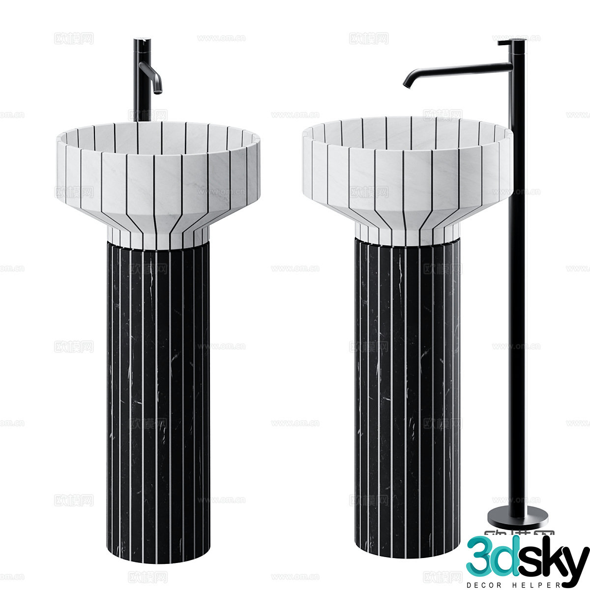 New Chinese style light luxury washbasin washbasin column basin 3D model
