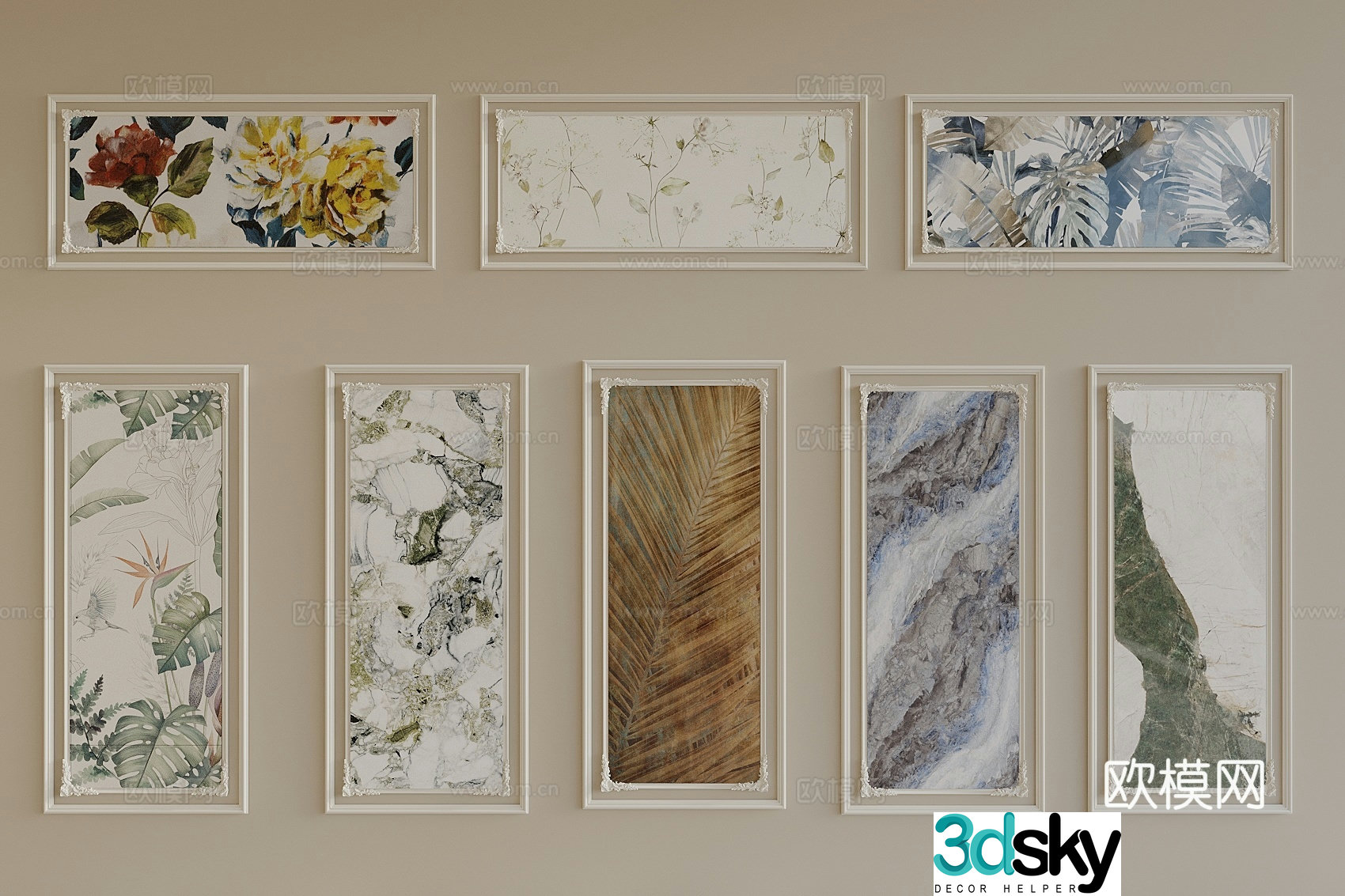 Modern light luxury style stone slab background wall large slab background wall marble background wall porch background wall 3D model