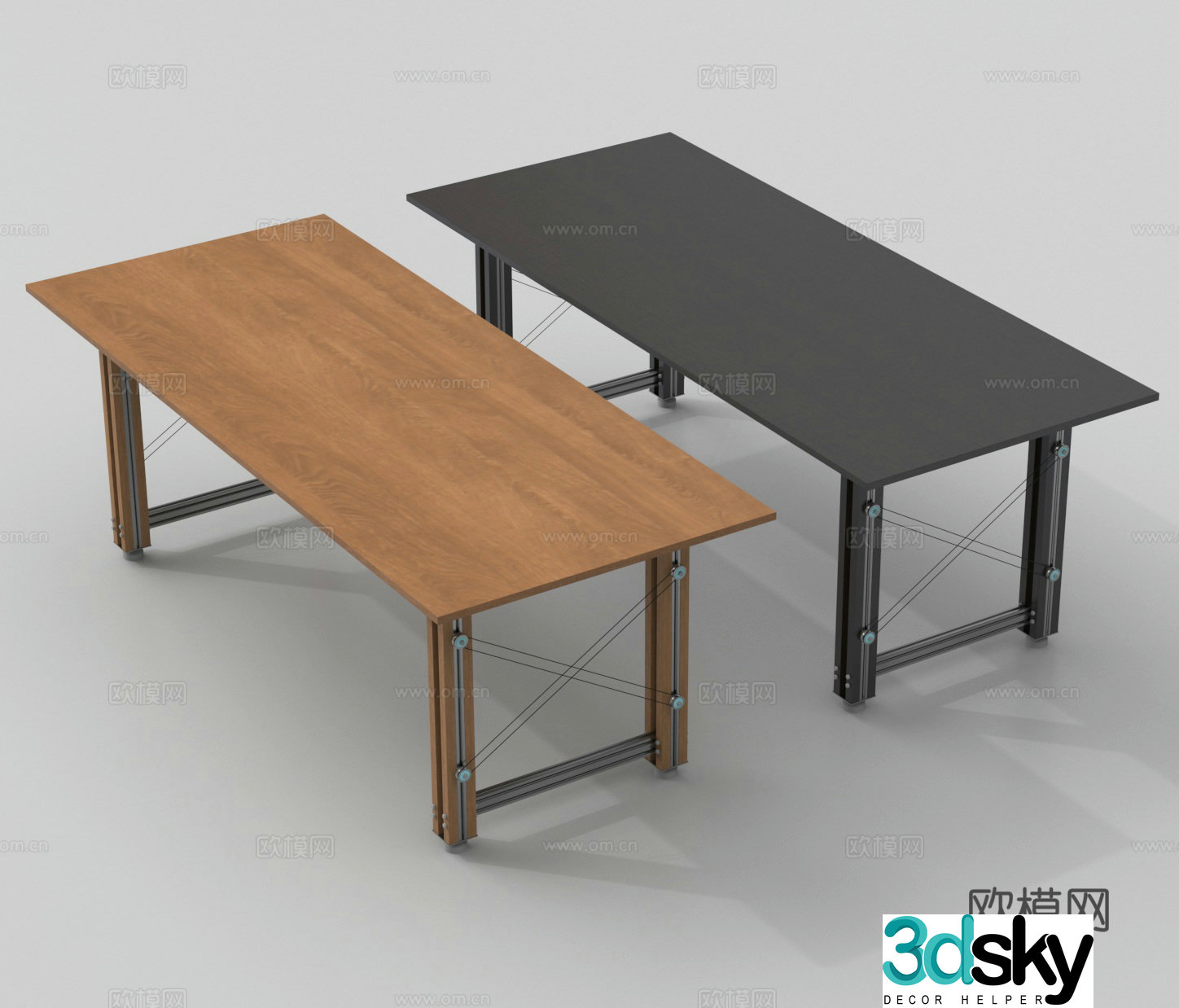 Office desk long table desk desk dining table 3d model