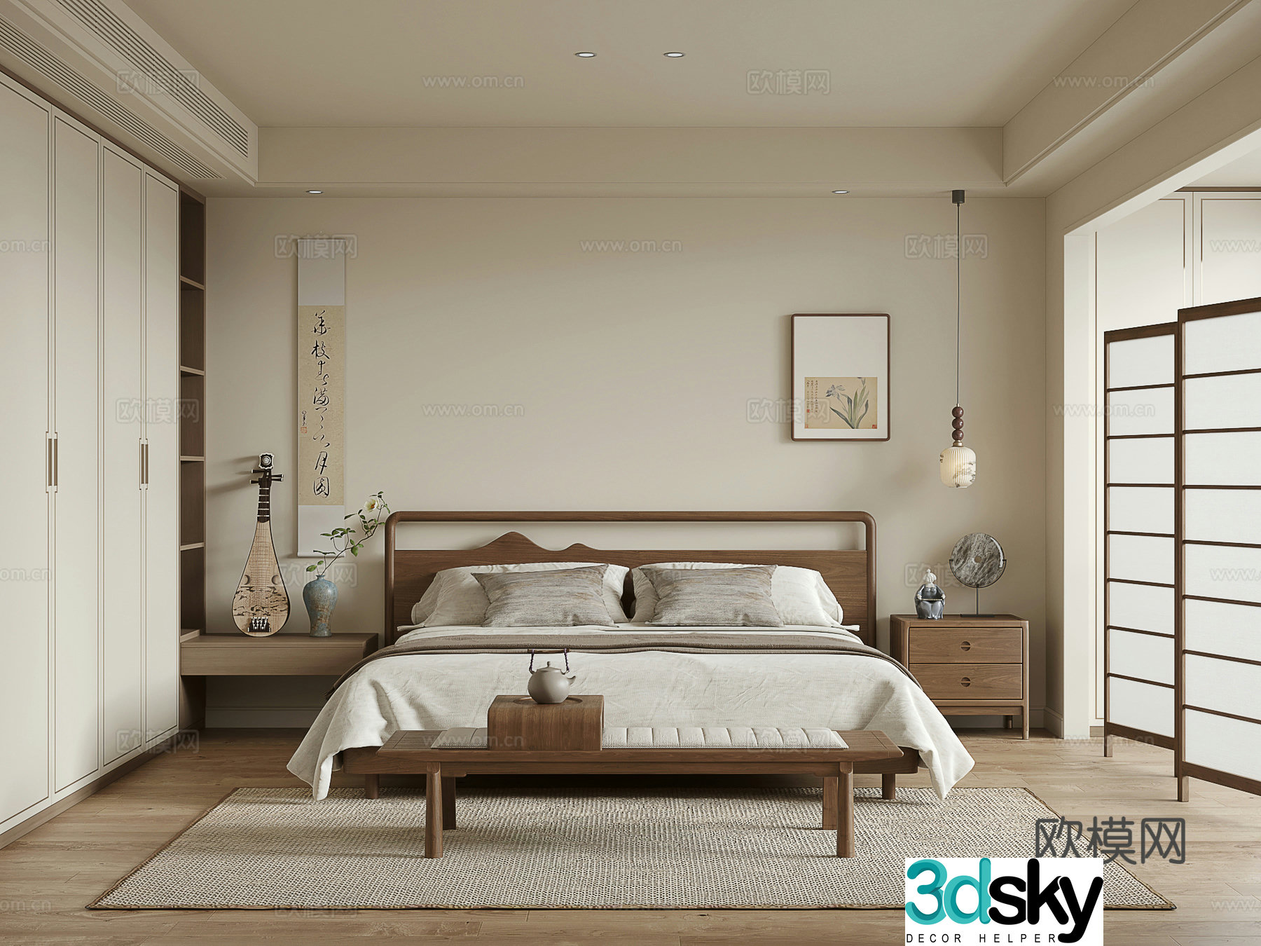 New Chinese bedroom 3D model