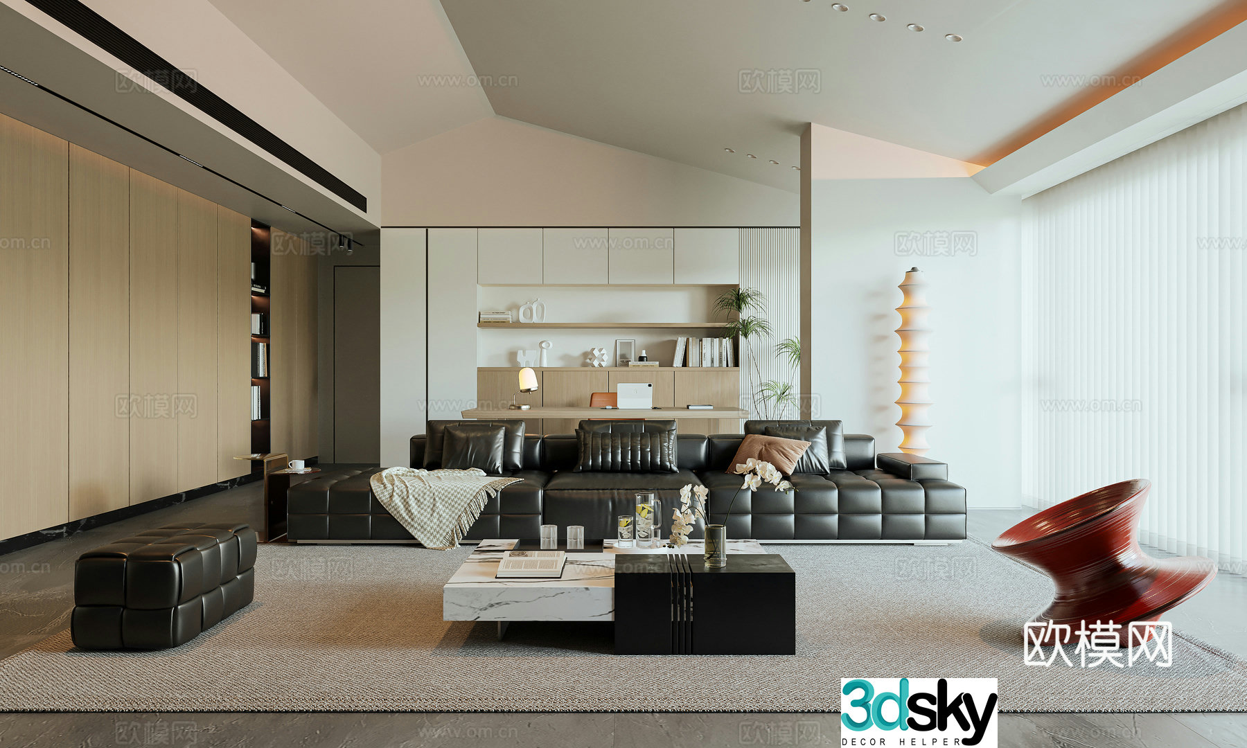 Modern cream style home living room sofa coffee table combination Lawrence sofa light luxury coffee table 3D model