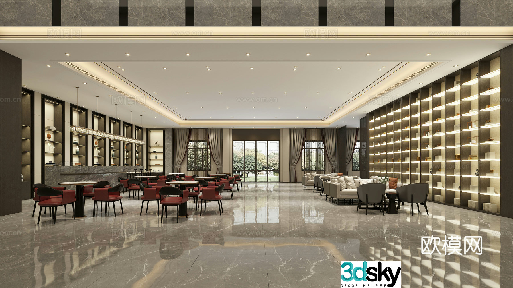 New Chinese style reception hall 3D model
