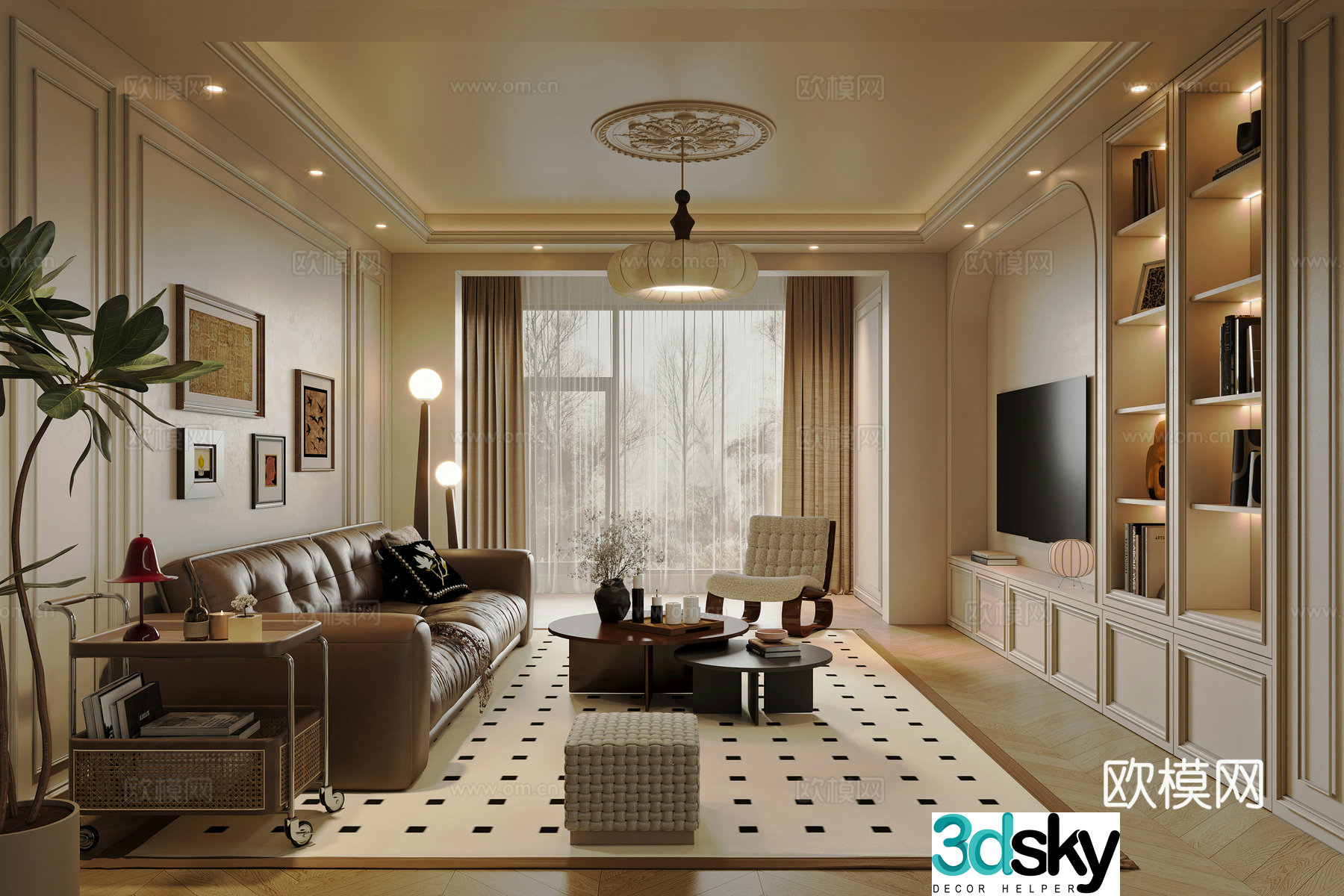 French retro living room 3d model