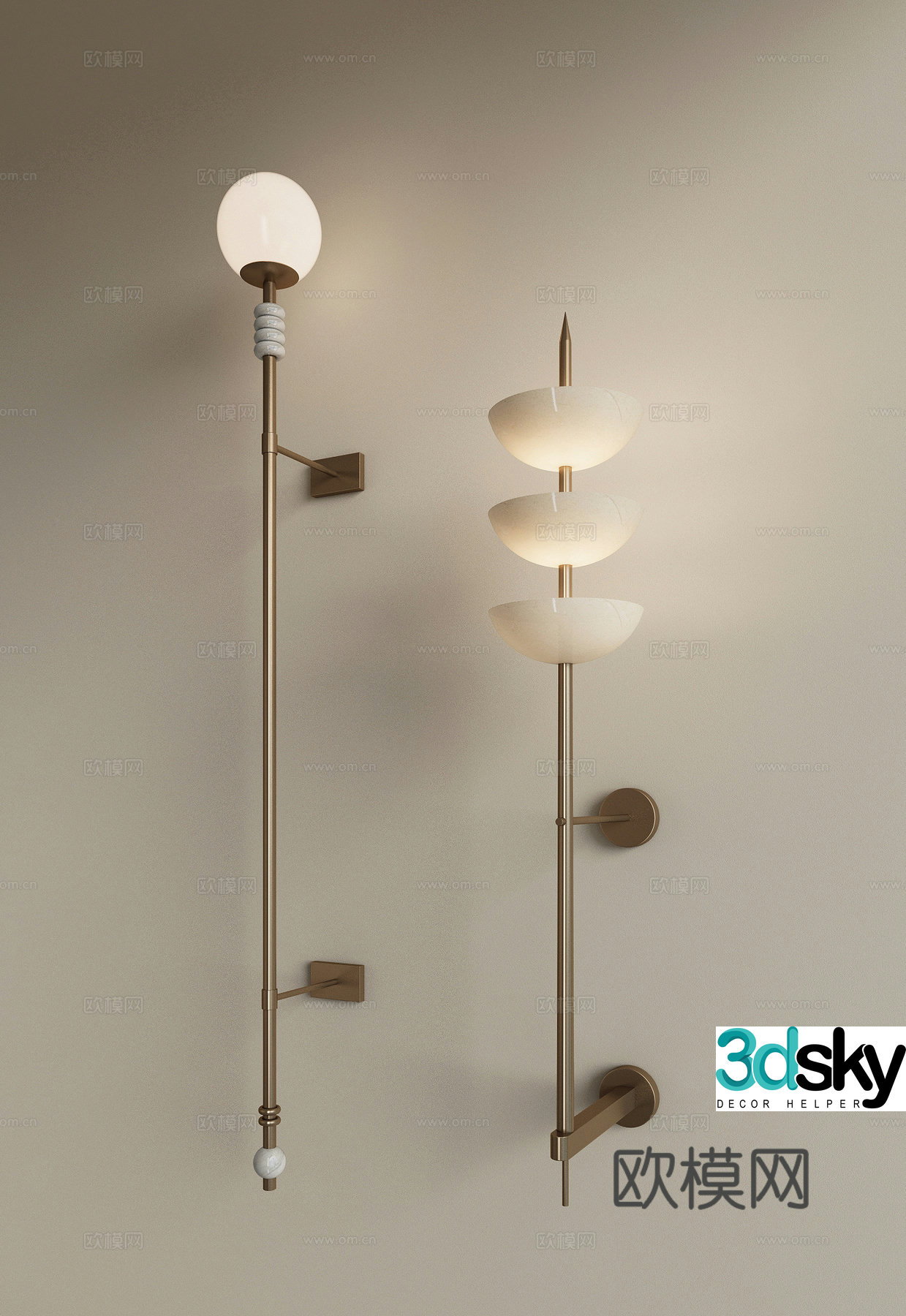 Modern light luxury wall lamp Metal wall lamp Multi-head wall lamp Long strip wall lamp Living room wall lamp 3D model