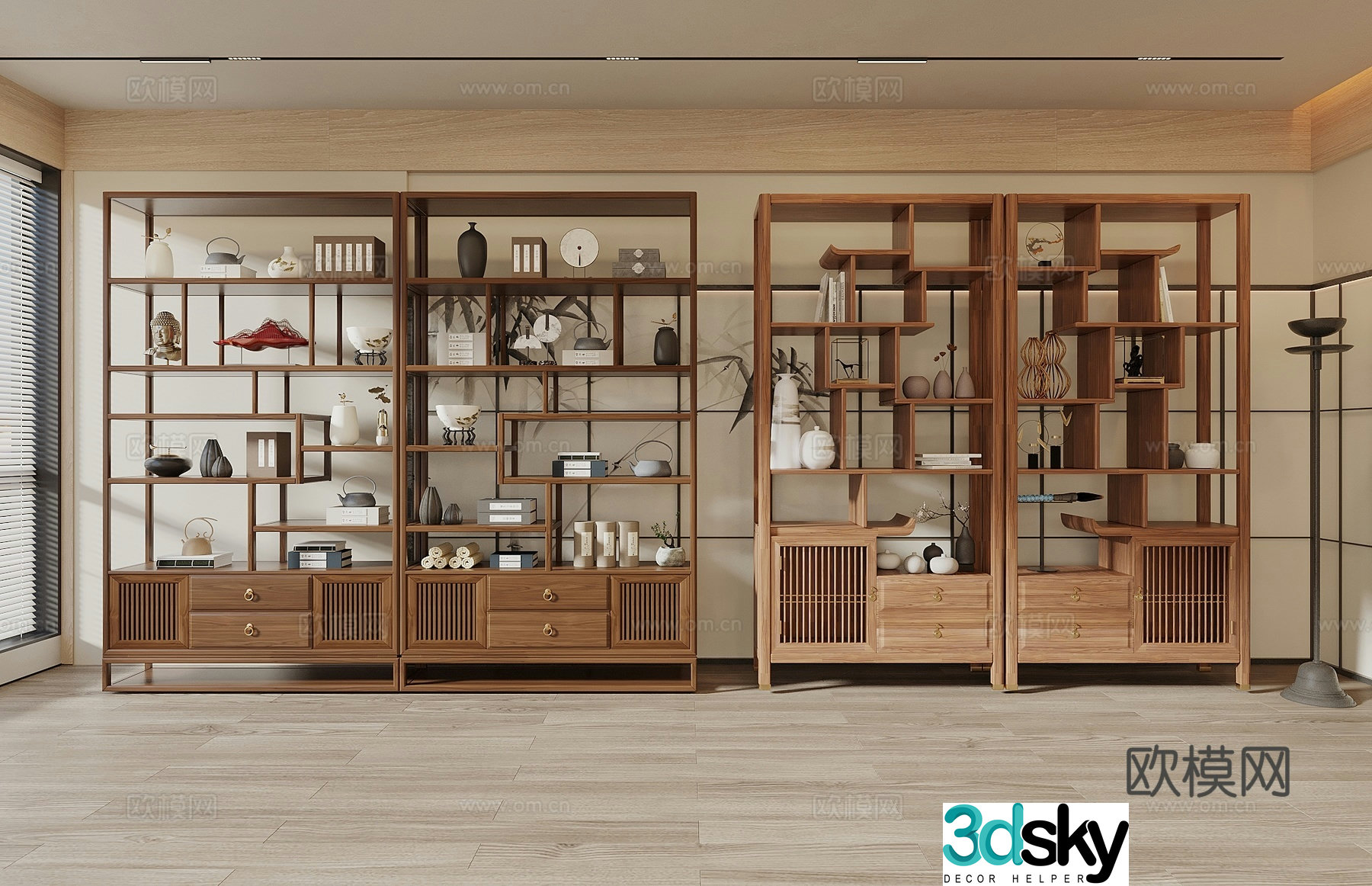 Song style new stroke ancient shelf store shelf display cabinet decoration ornament tea cabinet 3d model