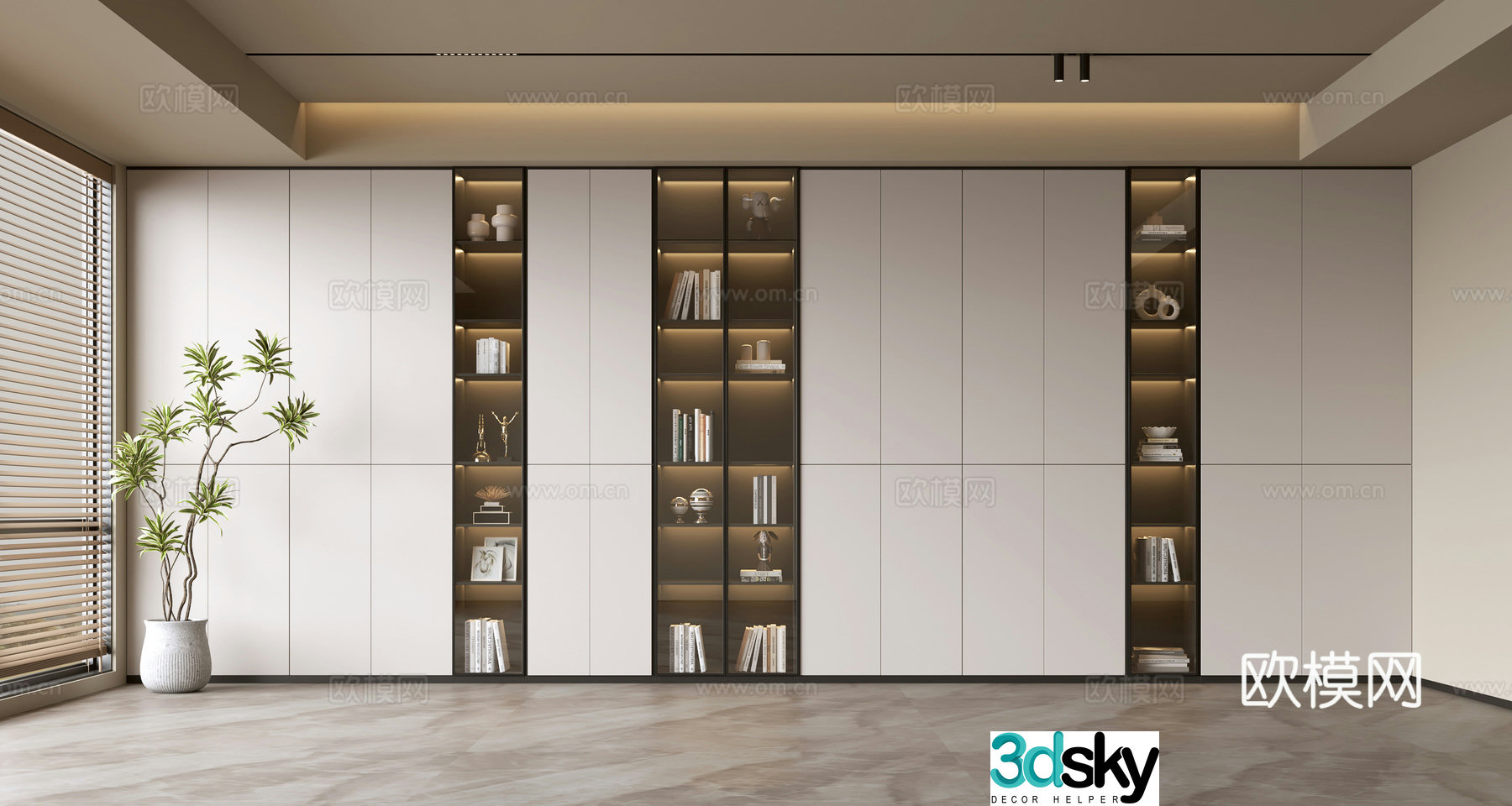 Modern background wall bookcase Living room bookcase Living room background wall Bookcase background wall 3d model