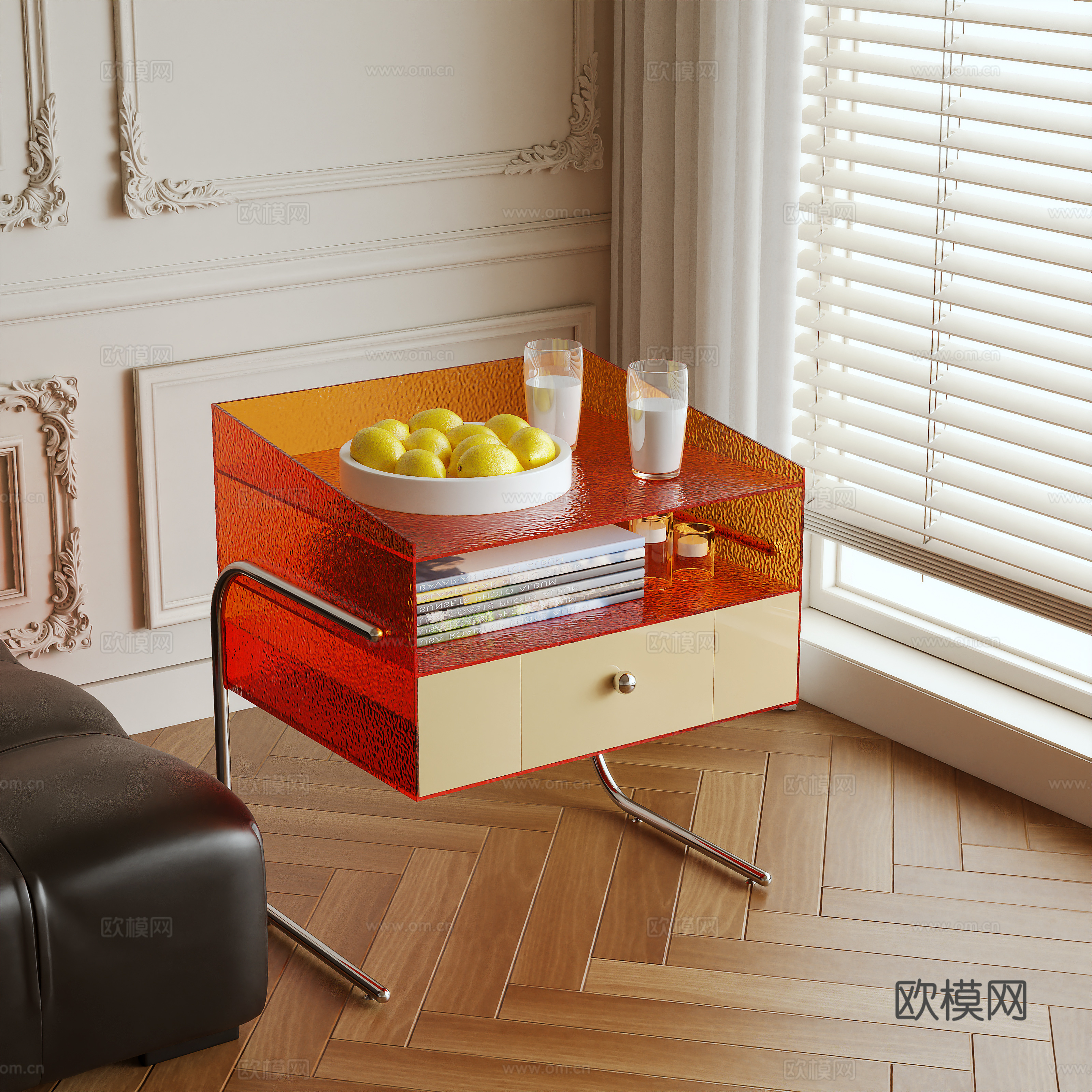 Modern side table acrylic side cabinet 3d model