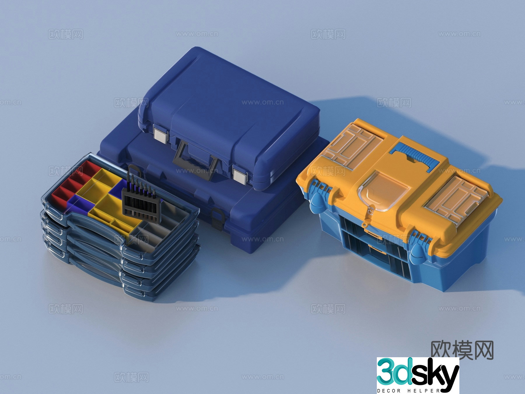 Toolbox Storage box Air box Suitcase 3D Model