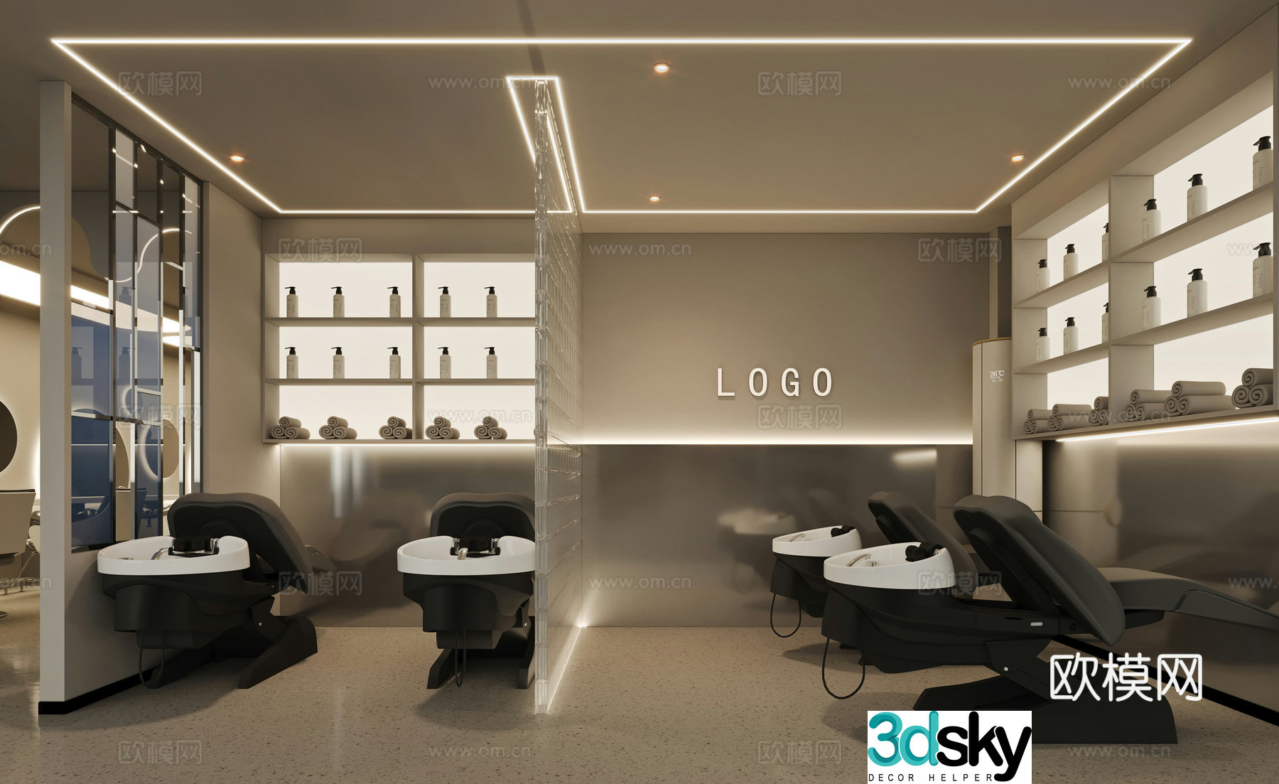 Modern barber shop 3d model
