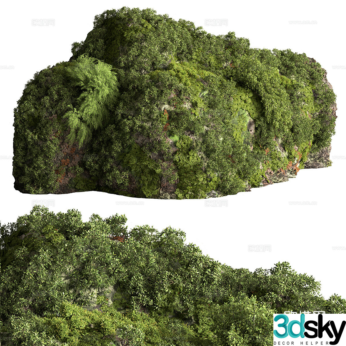 3d model of moss on stone