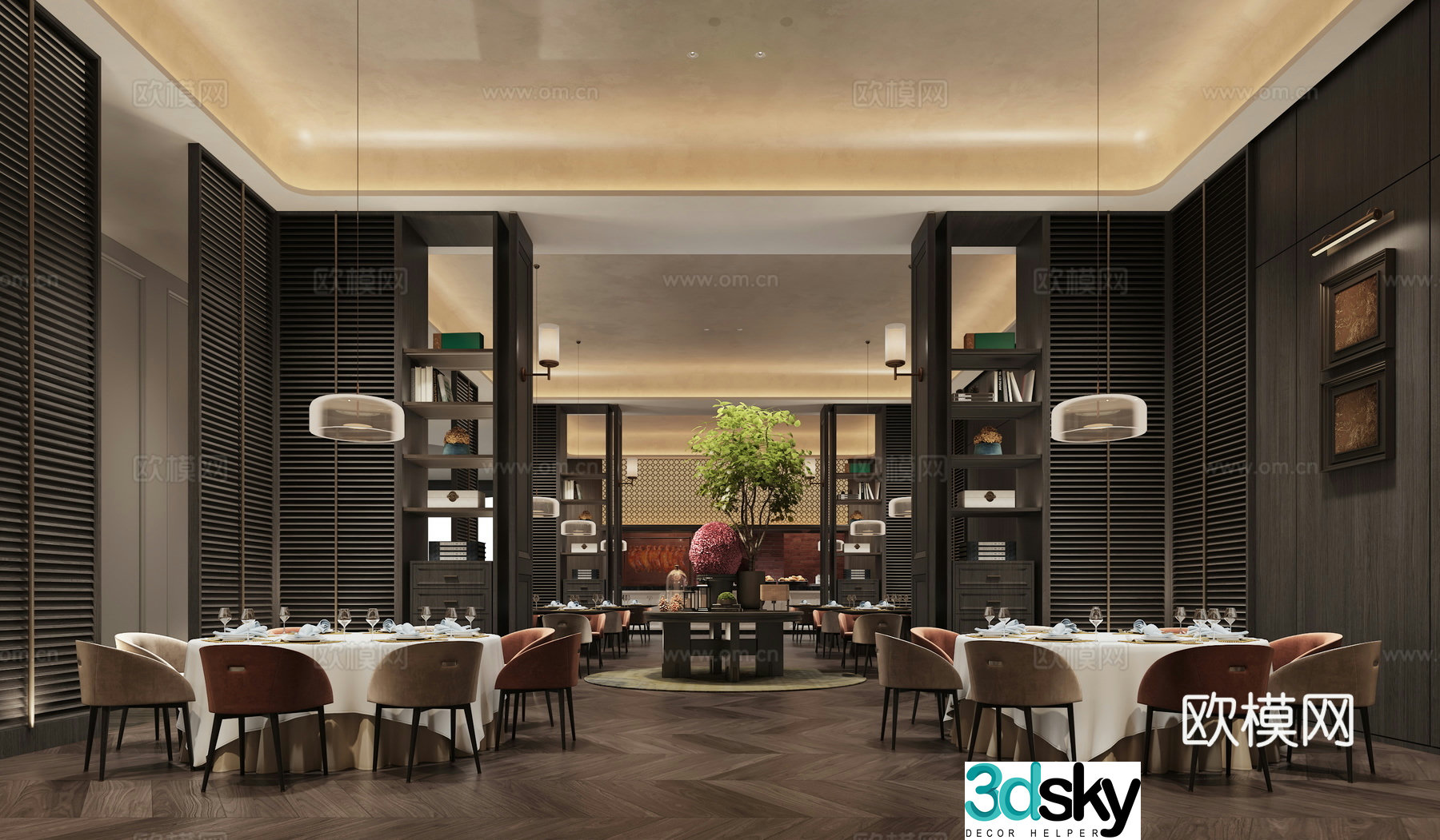 Hotel and restaurant light luxury style 3D model