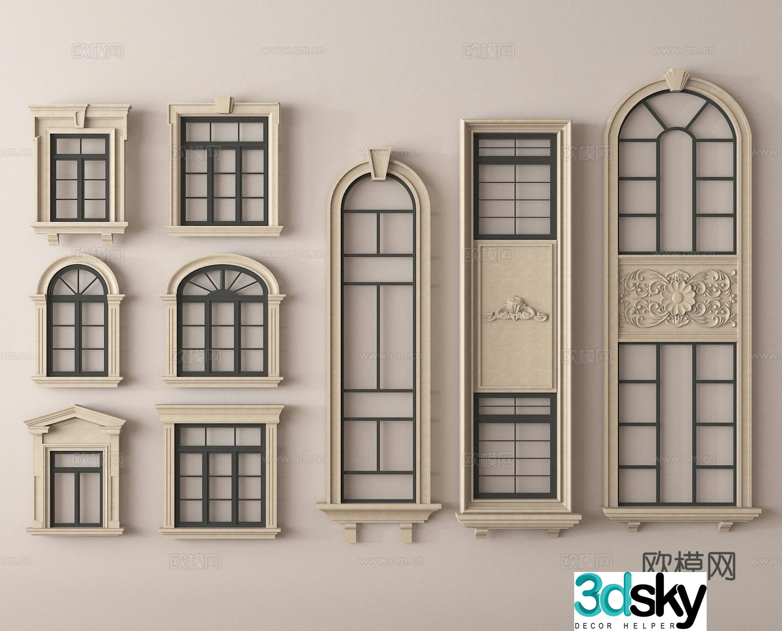 Window Casement window Floor-to-ceiling window Arched window 3D model