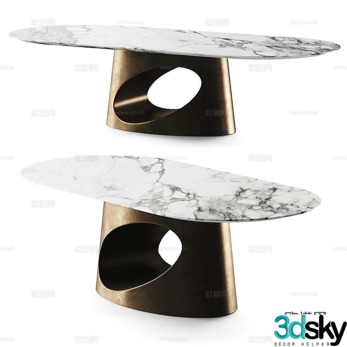 Modern light luxury minimalist Rugiano Ring rock slab dining table 3D model