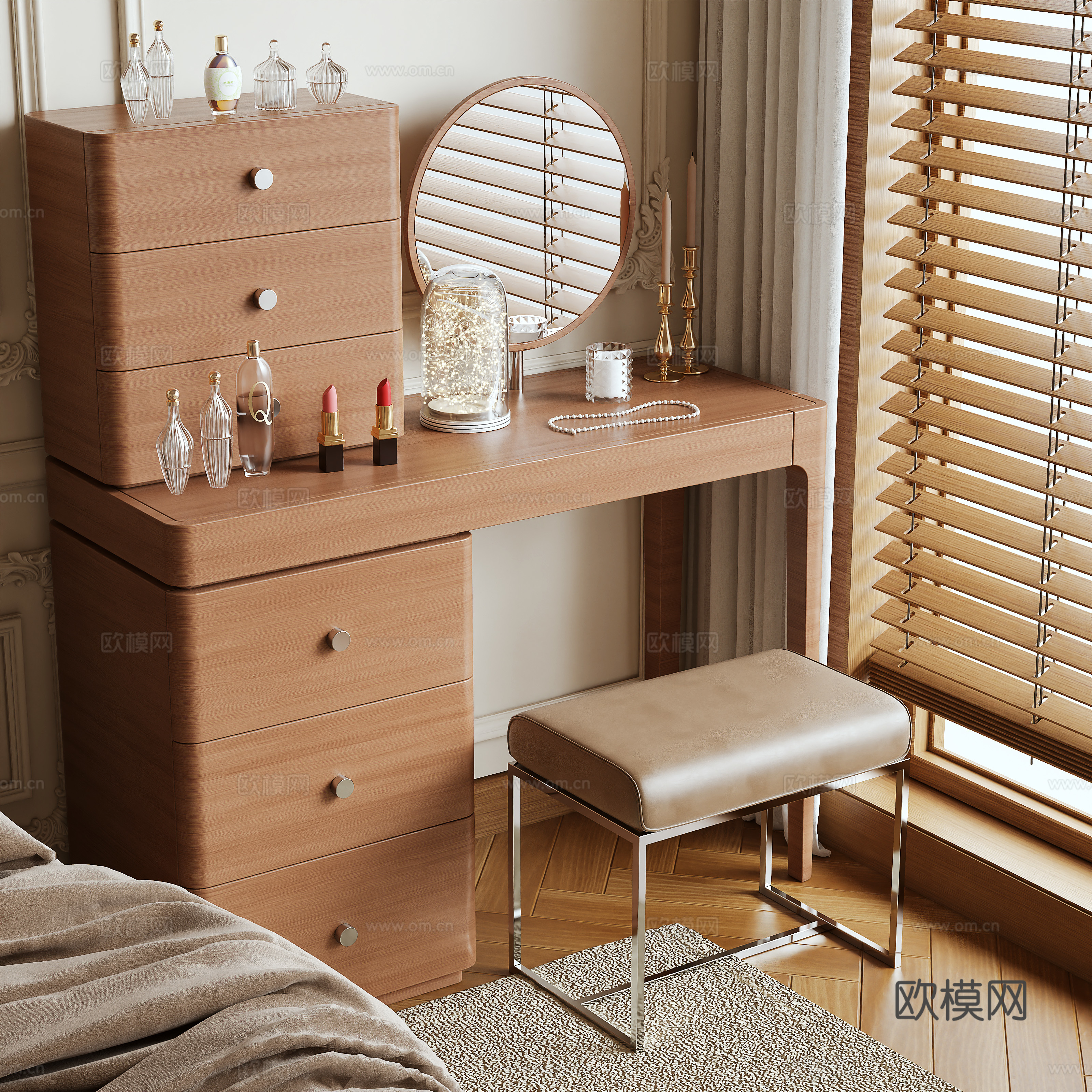 Log style dressing table 3d model