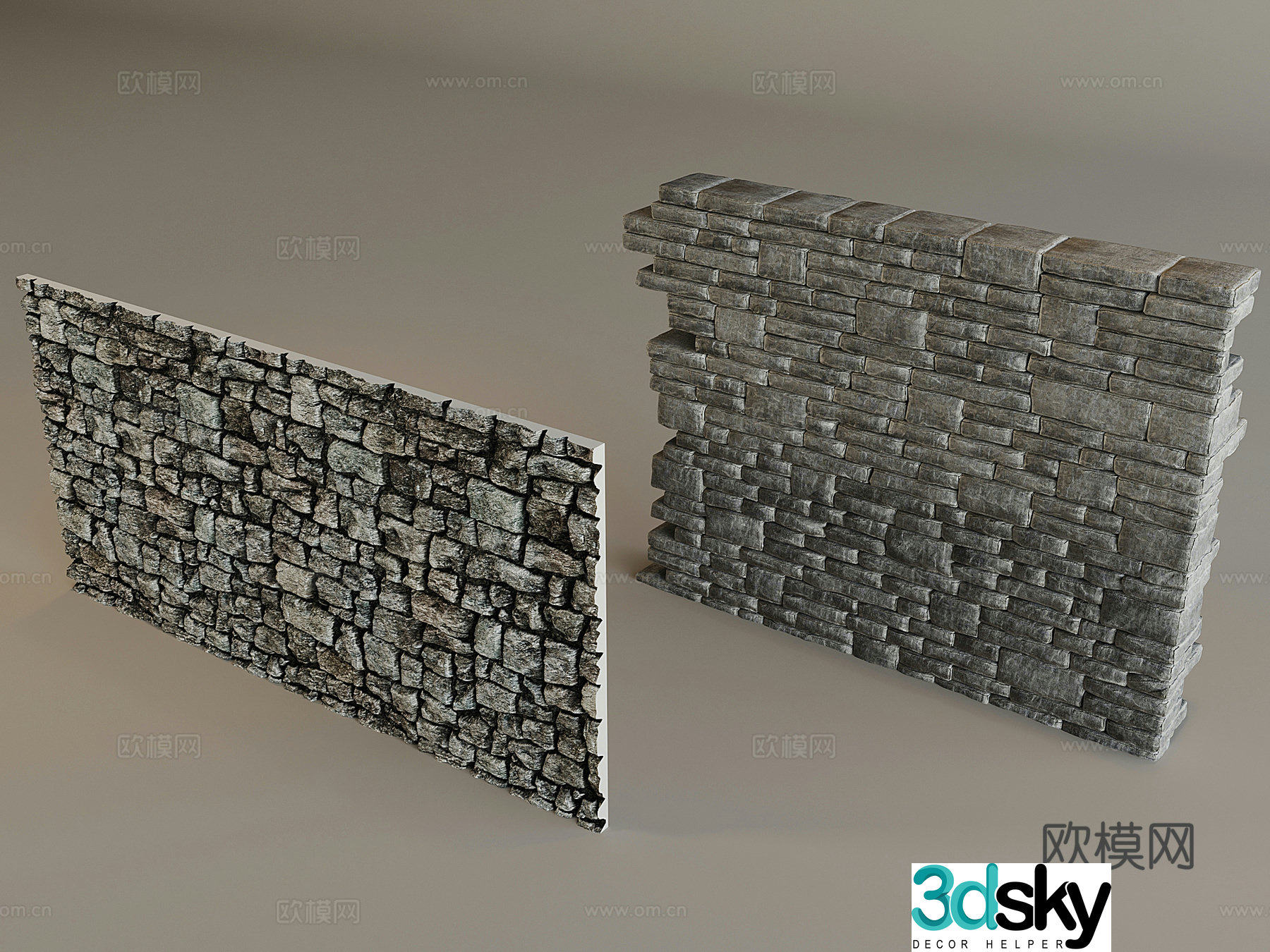 Stone wall stone wall landscape wall courtyard rural rammed stone wall fence 3d model